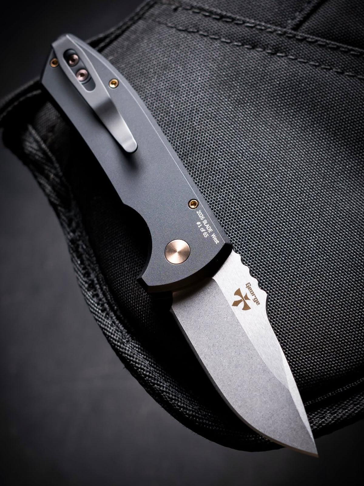 Pro-Tech Les George SBR Black Aluminum Rose Gold Hardware Auto Blade Show West 2026 (2.6" SW)