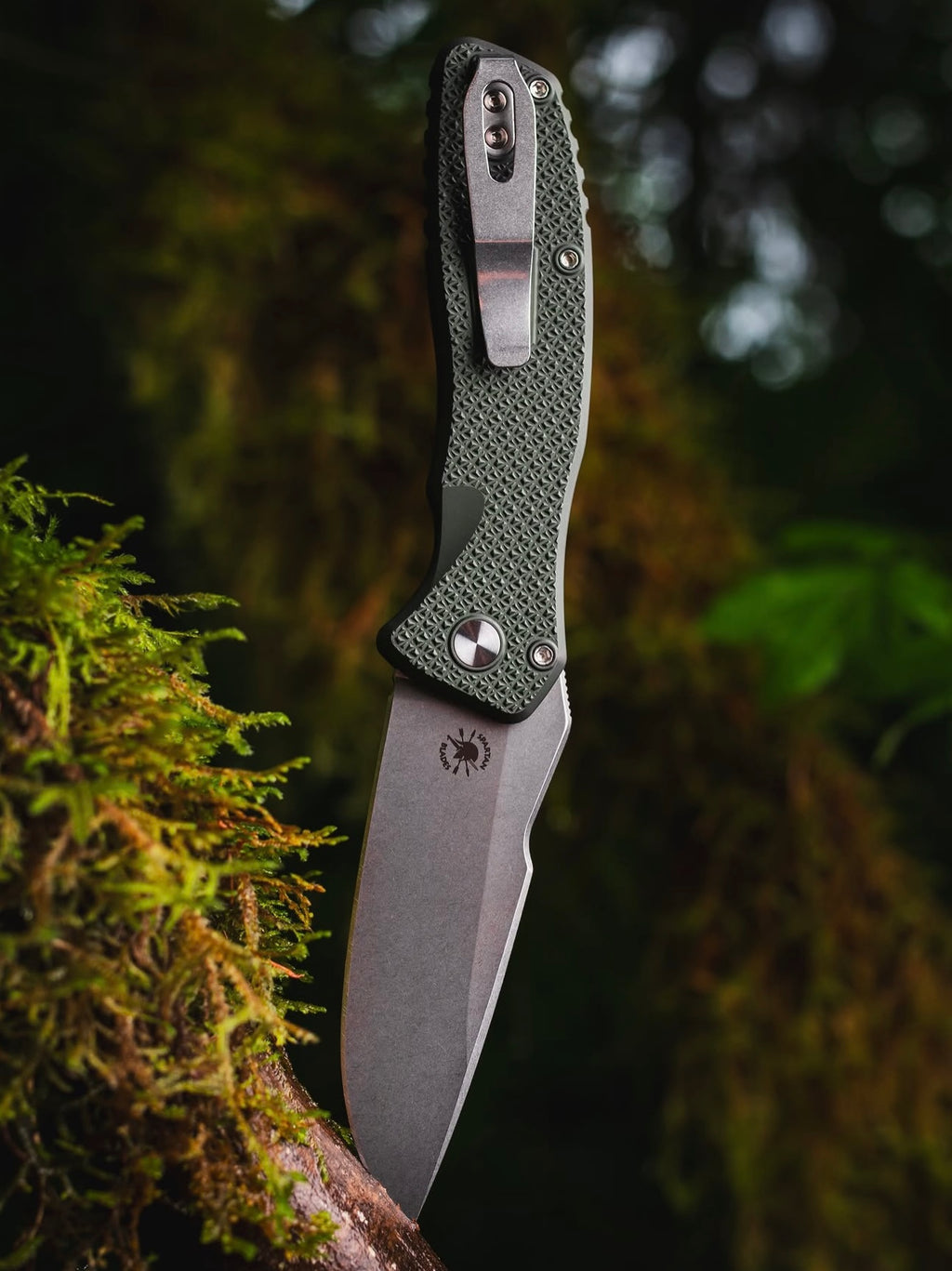 Pro-Tech Spartan Blades Pallas Carbide Texture Green Automatic Knife Blade Show West 2026 (3.7" Stonewash)