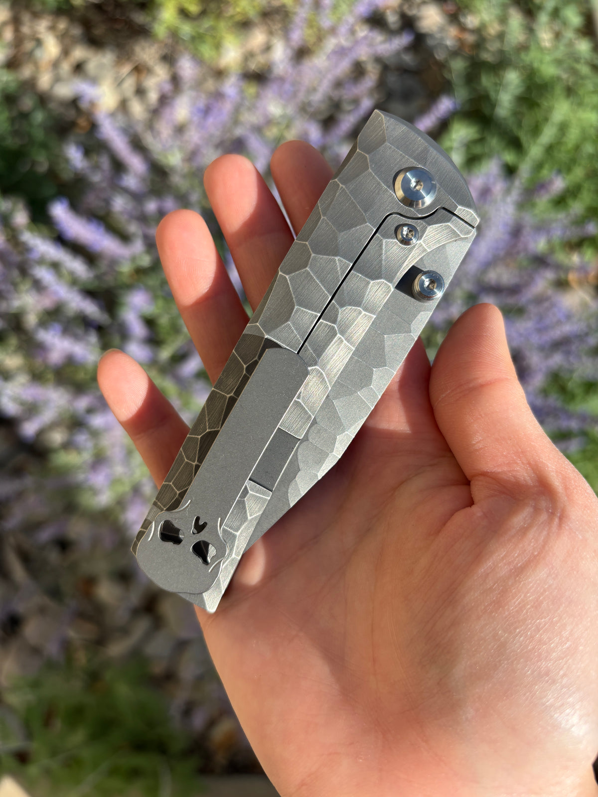 Chaves Knives Scapegoat Street "Rocked" Ti Manual Flipper Blade Show West 2026 Exclusive (4" Stonewash "Rocked" M390)