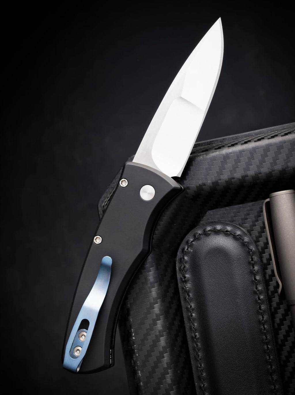 Pro-Tech Duke White Pearl Inlay Automatic Knife Blade Show West 2026 (2.65" Mike Irie Compound Grind Mirror Polish)