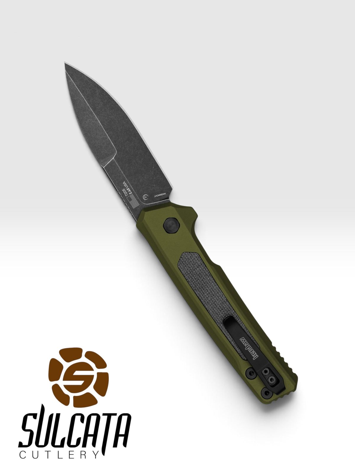 Kershaw Launch 22 Green/Micarta Automatic Knife (3.45" Black Stonewash)