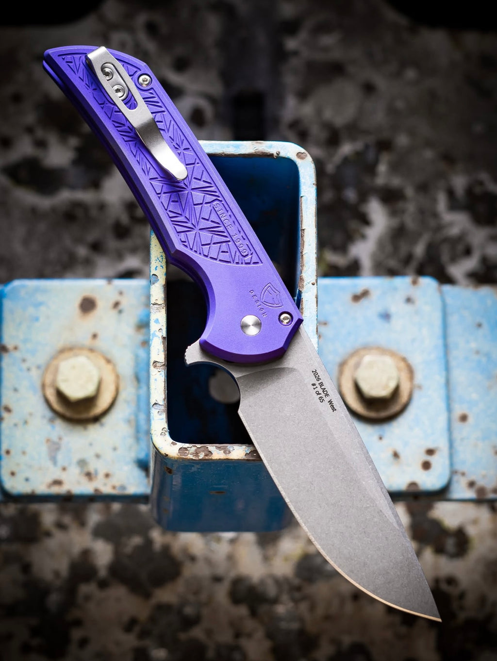 Pro-Tech Mordax Nexus Purple Manual Knife Blade Show West 2026 Exclusive (3.5" Stonewash)