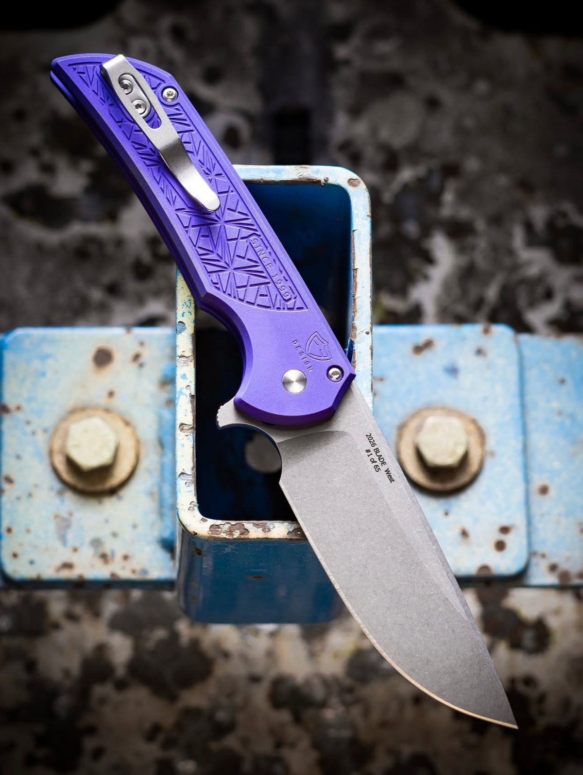 Pro-Tech Mordax Nexus Purple Manual Knife Blade Show West 2026 Exclusive (3.5" Stonewash)