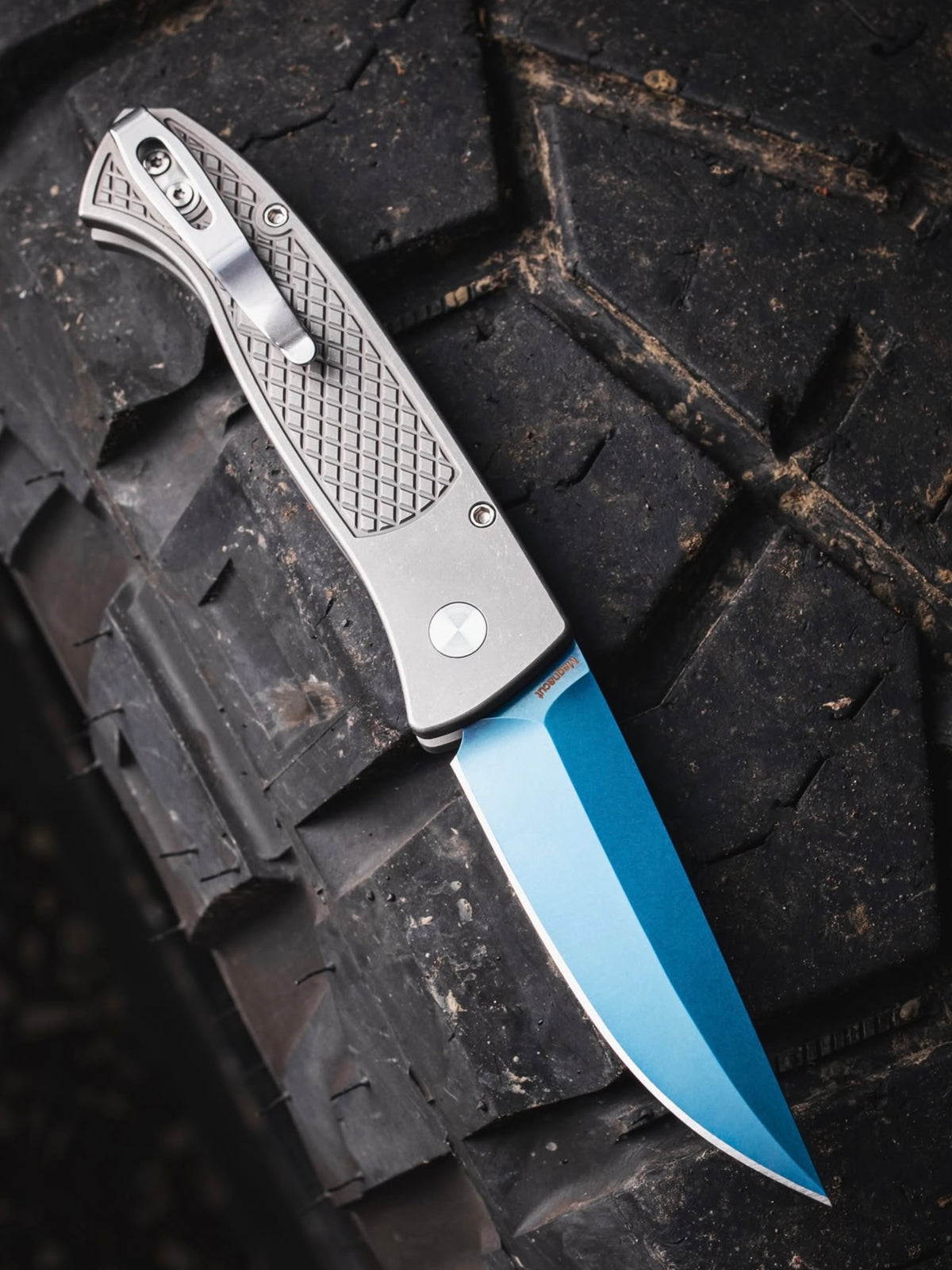 Pro-Tech Walter Brend Custom Steel Textured Automatic Blade Show West 2026 Exclusive(3.75" Sapphire Blue)