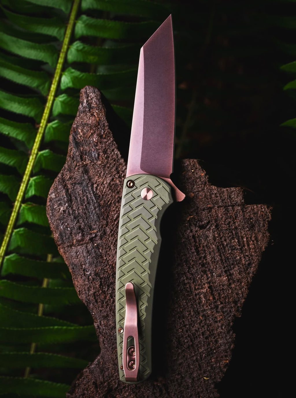 Pro-Tech Malibu Green Tread Texture Manual Flipper Knife Blade Show West 2026 (3.3" Copper Rose)