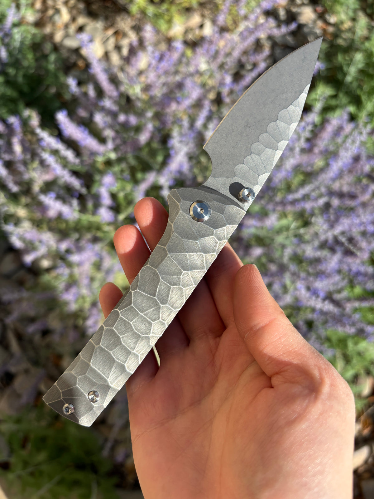 Chaves Knives Scapegoat Street "Rocked" Ti Manual Flipper Blade Show West 2026 Exclusive (4" Stonewash "Rocked" M390)