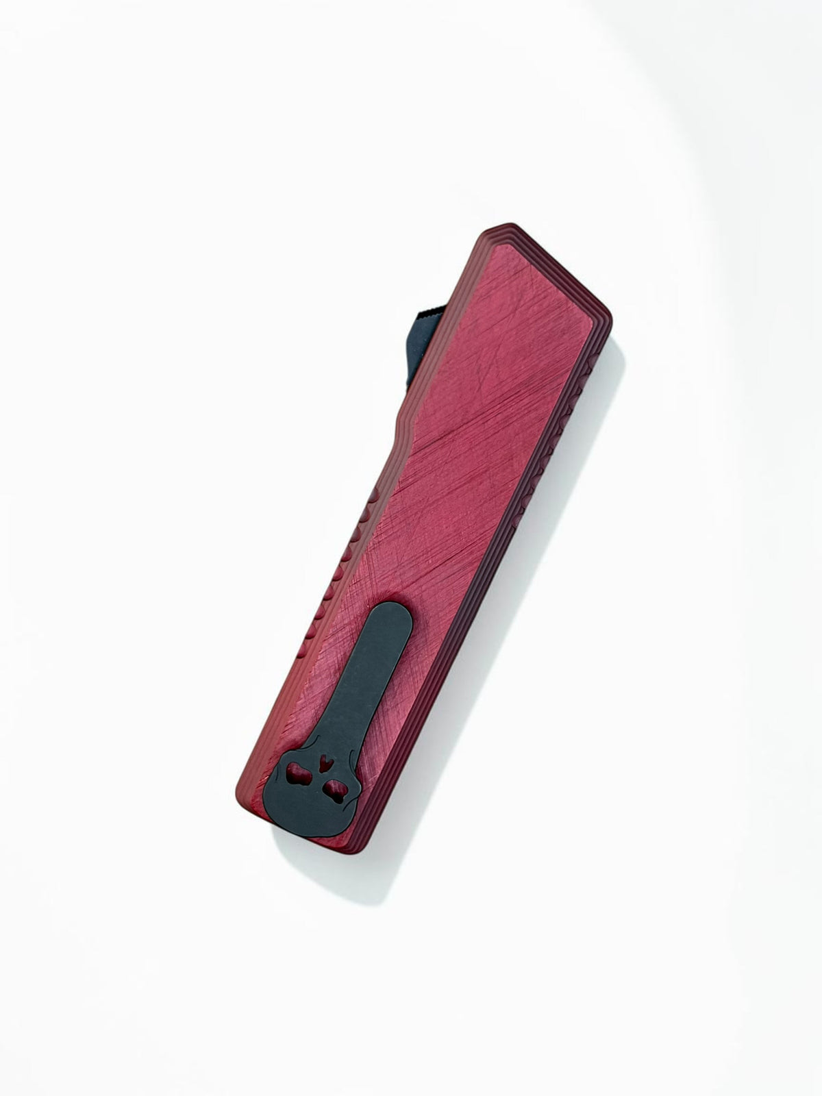 Chaves Knives Dissident Maroon Handle DA OTF California Custom Knife Show 2026 Exclusive (3.7" Stonewash Tanto)
