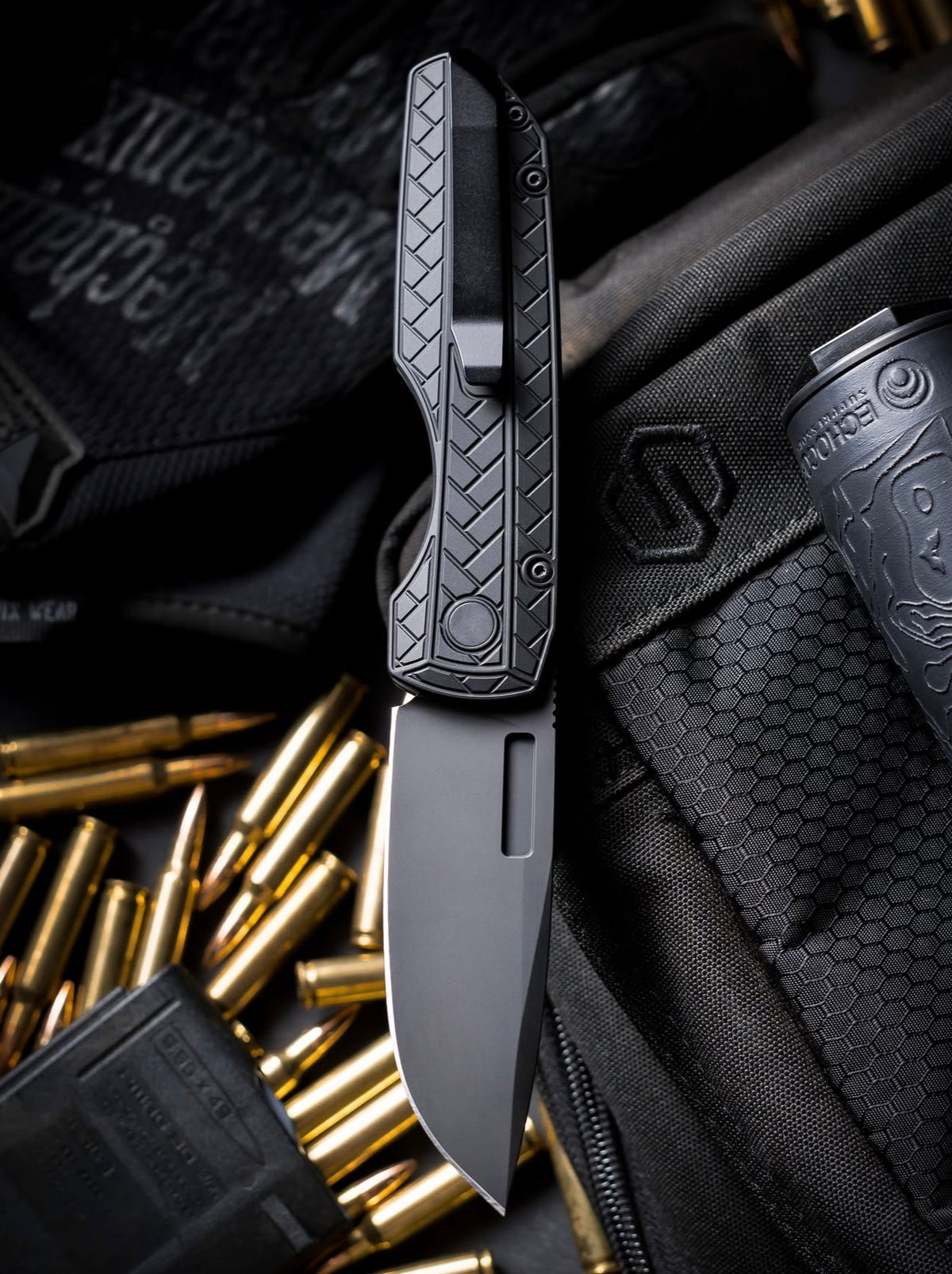 Pro-Tech Vero Synapse 2.0 Black Herringbone Textured Operator Automatic Knife (3.5" Sterile DLC) Blade show west 2026