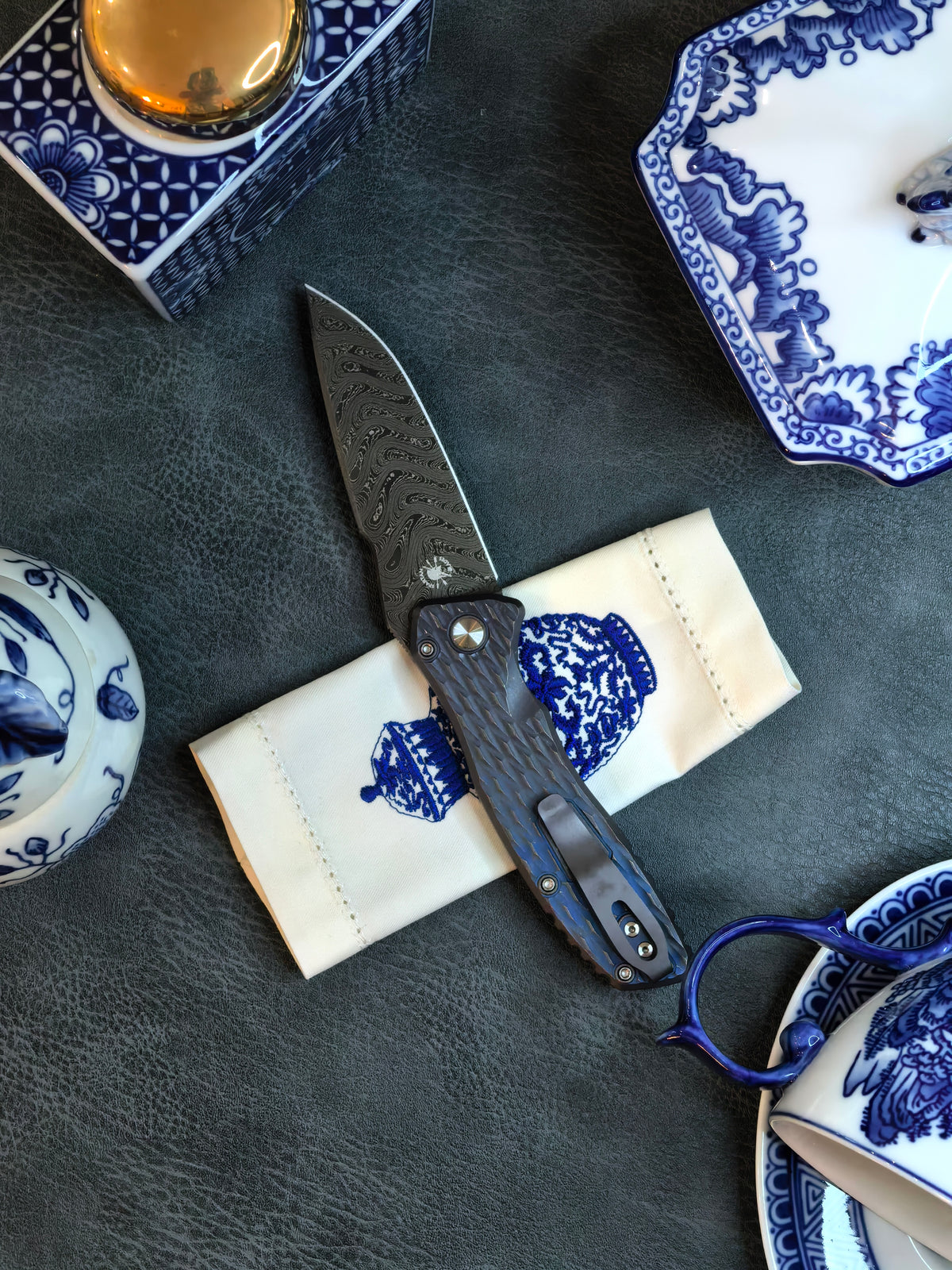 Pro-Tech Spartan Blades Pallas Custom Lattice Textured Ti Automatic Knife Blade Show West 2026 Exclusive (3.7" Nichols Damascus)