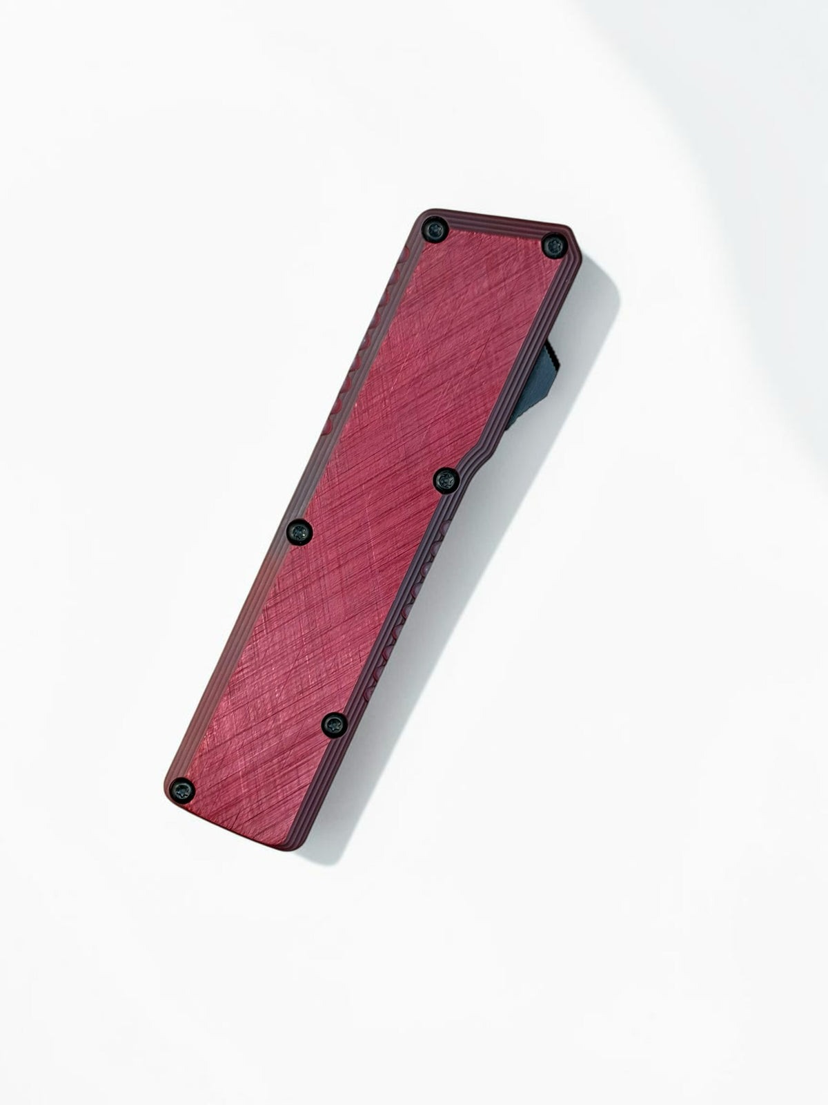 Chaves Knives Dissident Maroon Handle DA OTF California Custom Knife Show 2026 Exclusive (3.7" Stonewash Tanto)