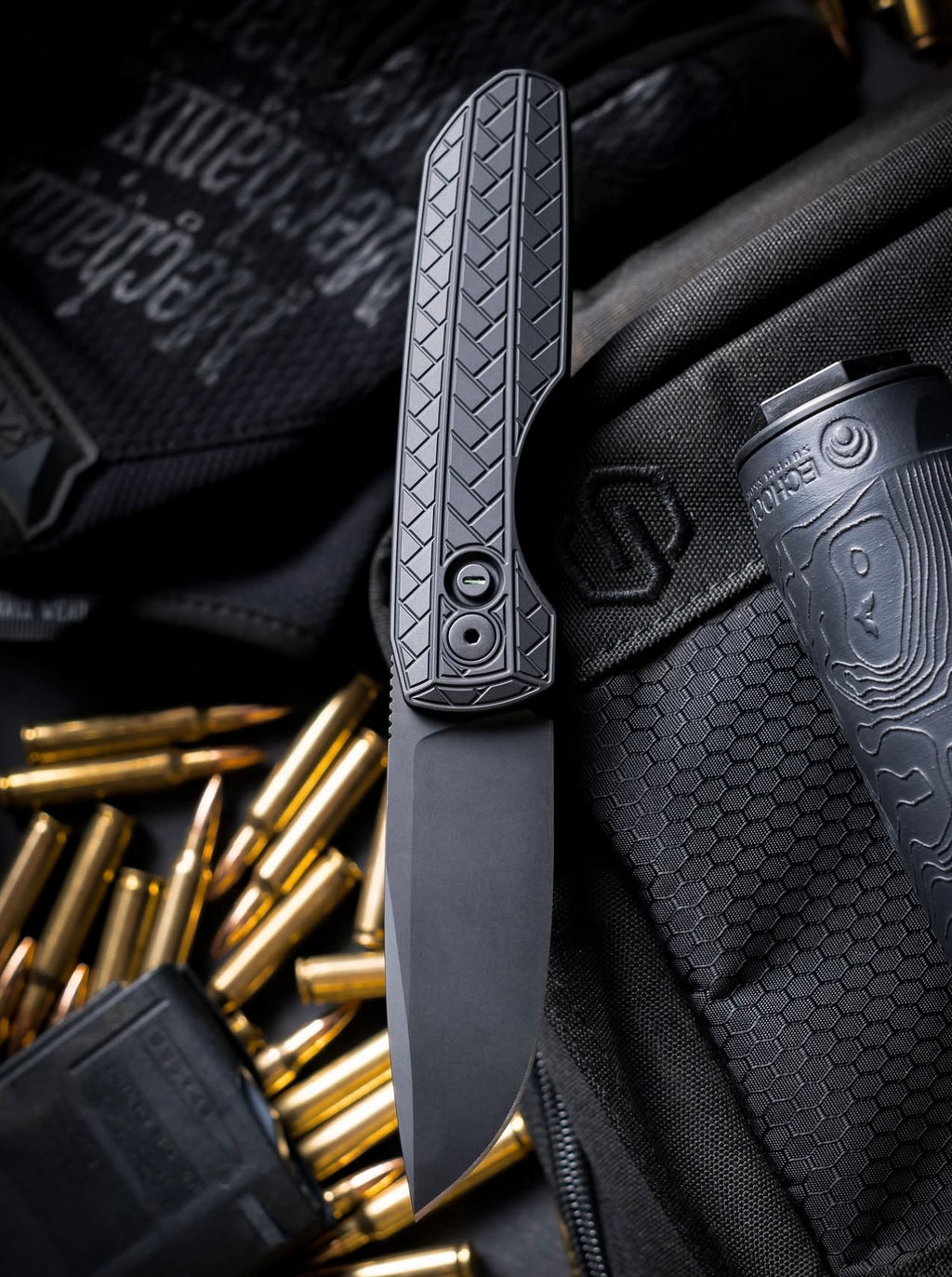 Pro-Tech Vero Synapse 2.0 Black Herringbone Textured Operator Automatic Knife (3.5" Sterile DLC) Blade show west 2026