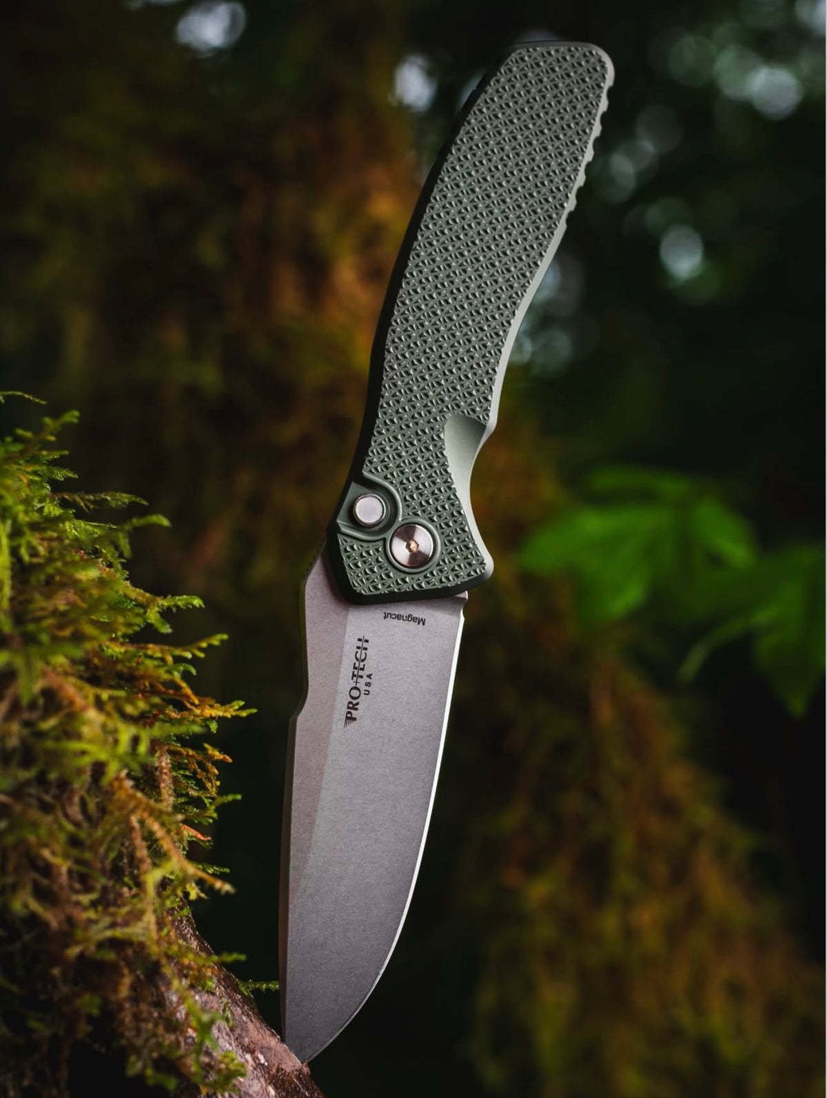 Pro-Tech Spartan Blades Pallas Carbide Texture Green Automatic Knife Blade Show West 2026 (3.7" Stonewash)