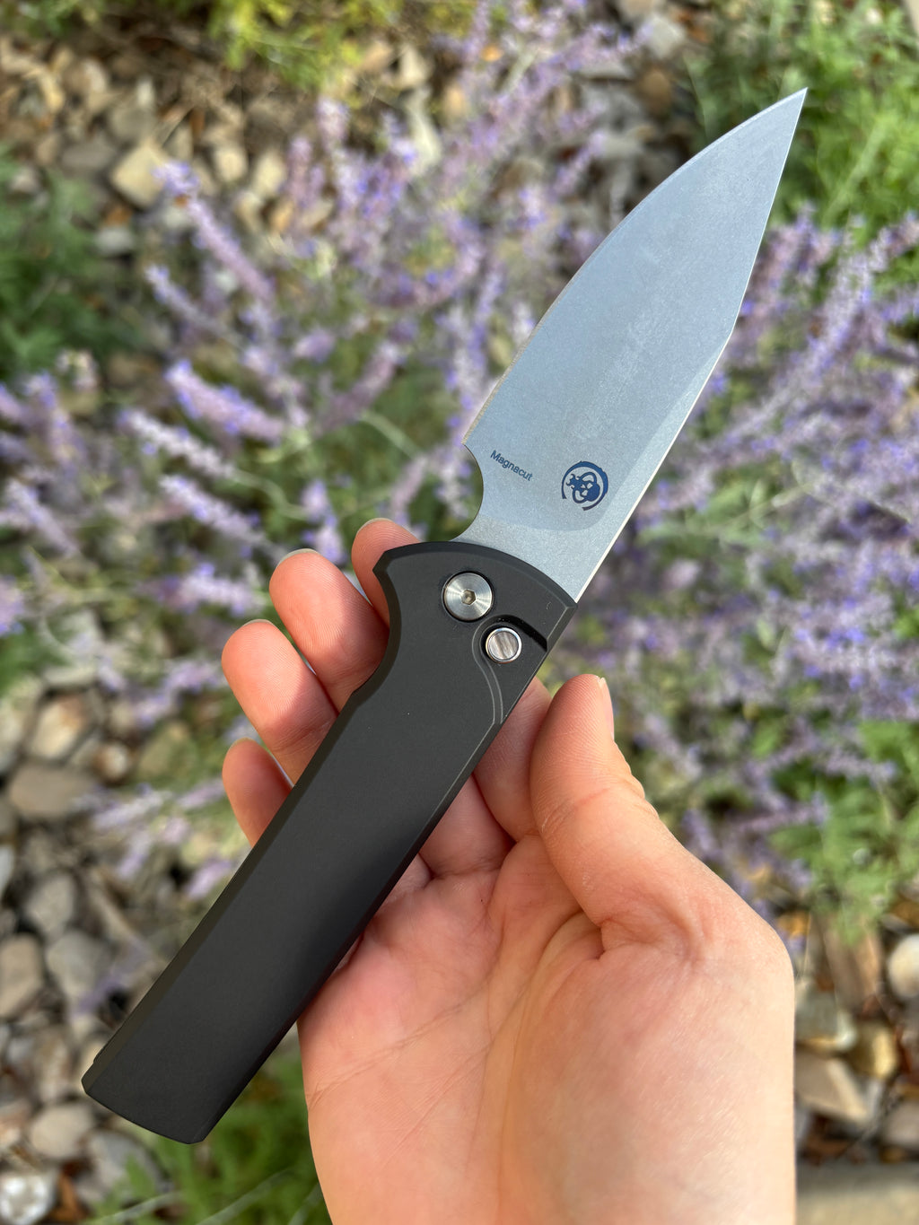 Pro-Tech Chaves Scapegoat Full Sized Black Aluminum Automatic Knife Blade Show West 2026 (4" Stonewash)