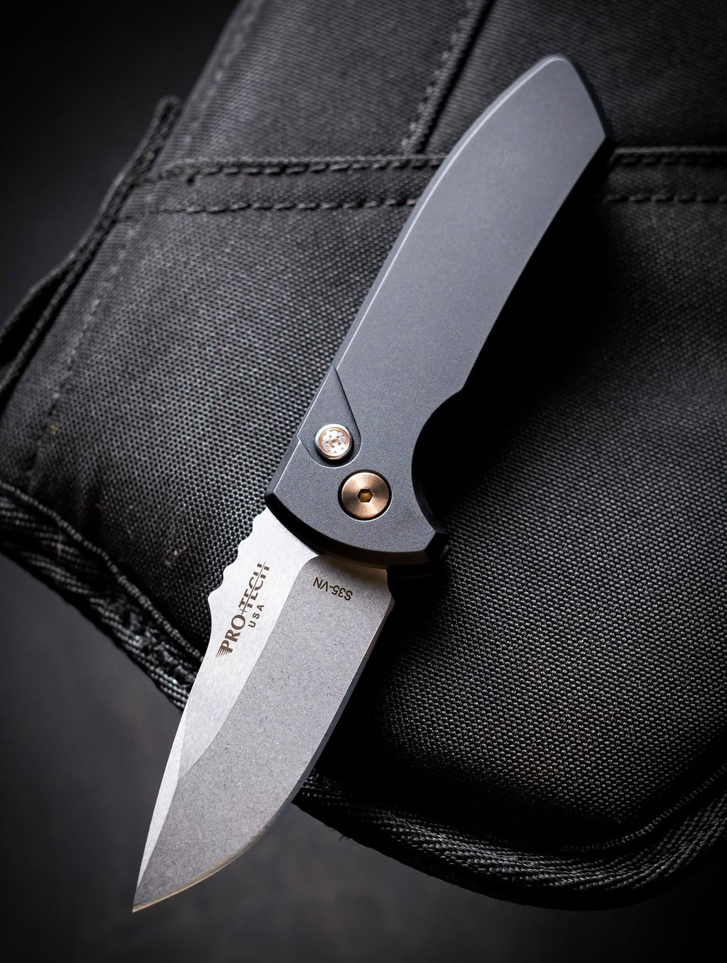 Pro-Tech Les George SBR Black Aluminum Rose Gold Hardware Auto Blade Show West 2026 (2.6" SW)