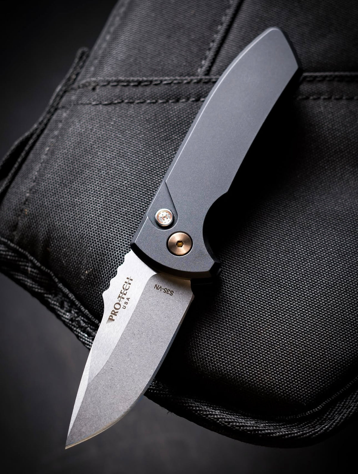 Pro-Tech Les George SBR Black Aluminum Rose Gold Hardware Auto Blade Show West 2026 (2.6" SW)