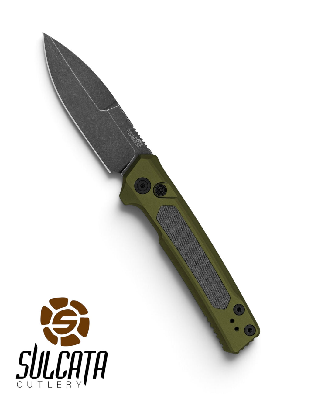 Kershaw Launch 22 Green/Micarta Automatic Knife (3.45" Black Stonewash)
