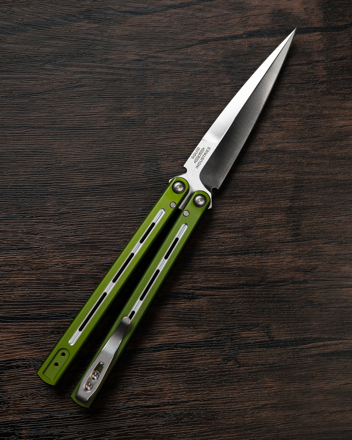 Pro-Tech Flyfather II Balisong Squid Industries Collaboration Green Aluminum BSA25