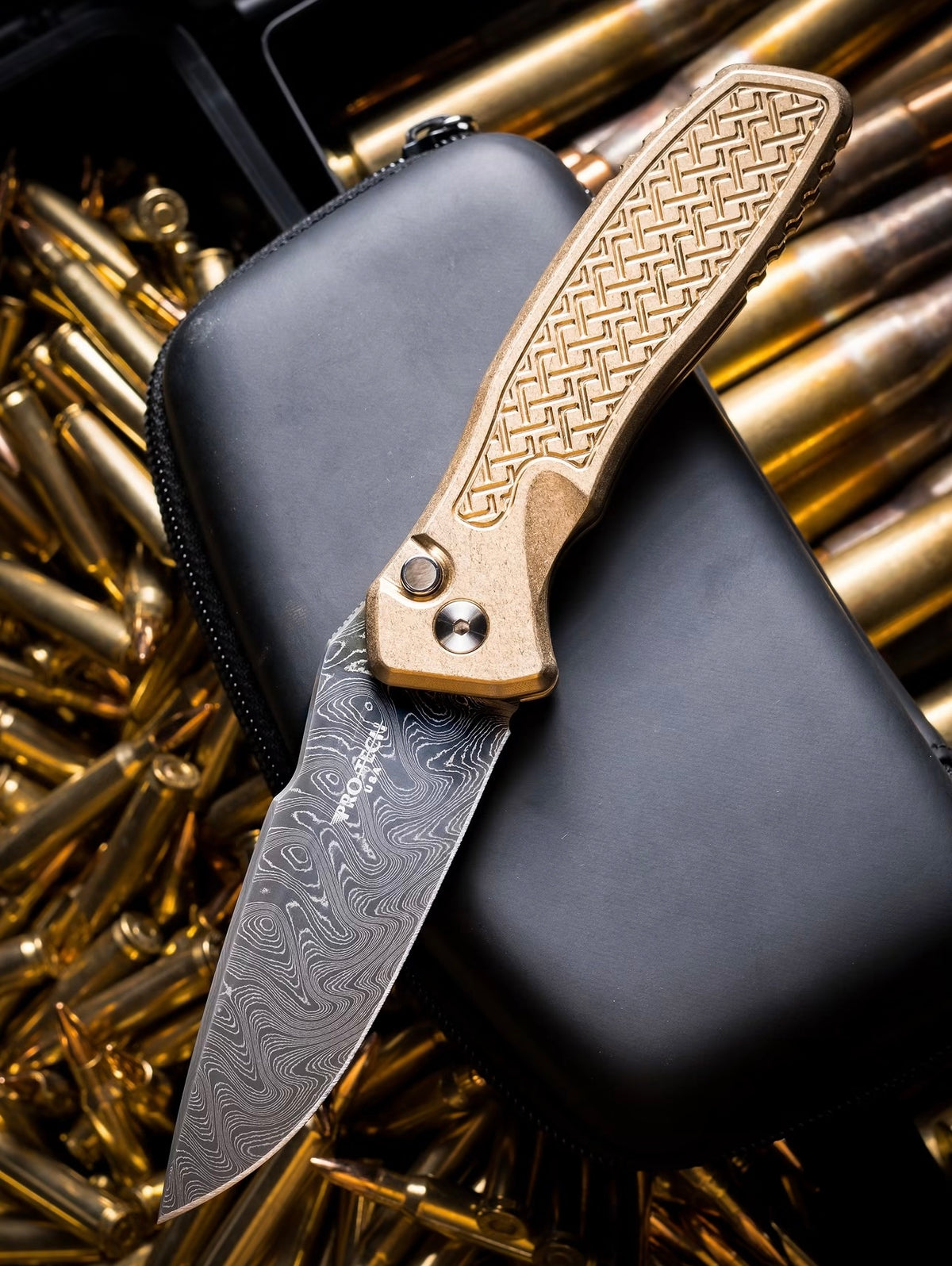 Pro-Tech Spartan Blades Pallas Albronze Automatic Knife Blade Show West 2026 (3.7" Chad Nichols Boomerang Damascus)