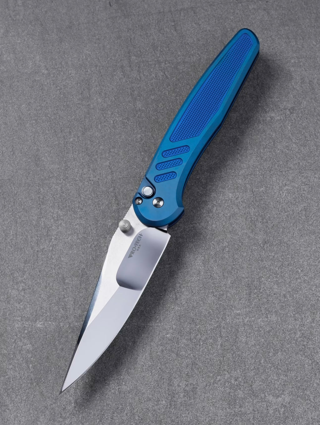 Pro-Tech Peace Neighbor Design Avalon Custom Blue Steel Textured Handle Manual Flipper CCKS Fall 2026 Exclusive (4" 154CM)