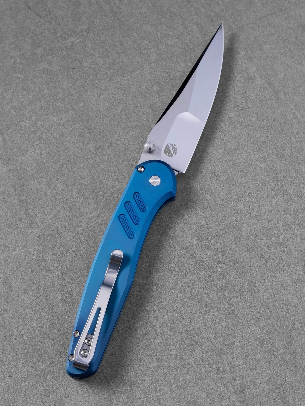Pro-Tech Peace Neighbor Design Avalon Custom Blue Steel Textured Handle Manual Flipper CCKS Fall 2026 Exclusive (4" 154CM)