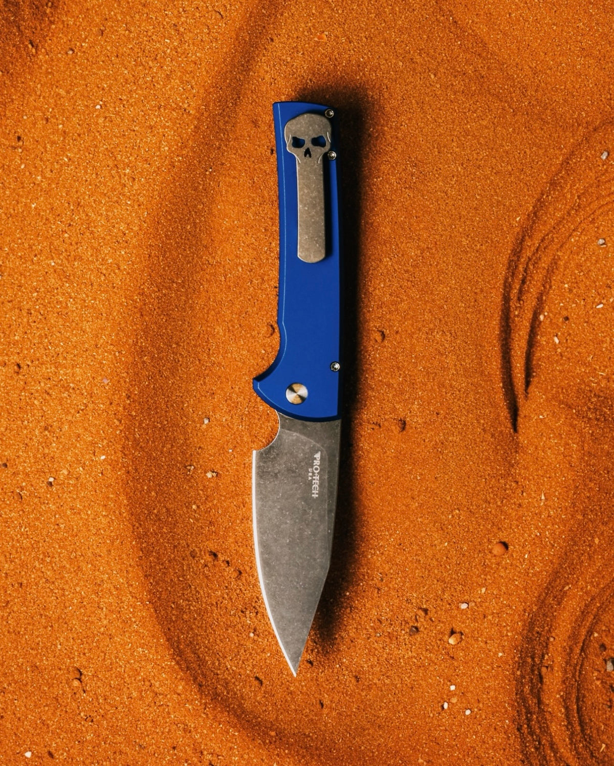 Pro-Tech Chaves Scapegoat Full Sized Blue Aluminum Automatic Knife CCKS Fall 2026 (4" Acid wash)