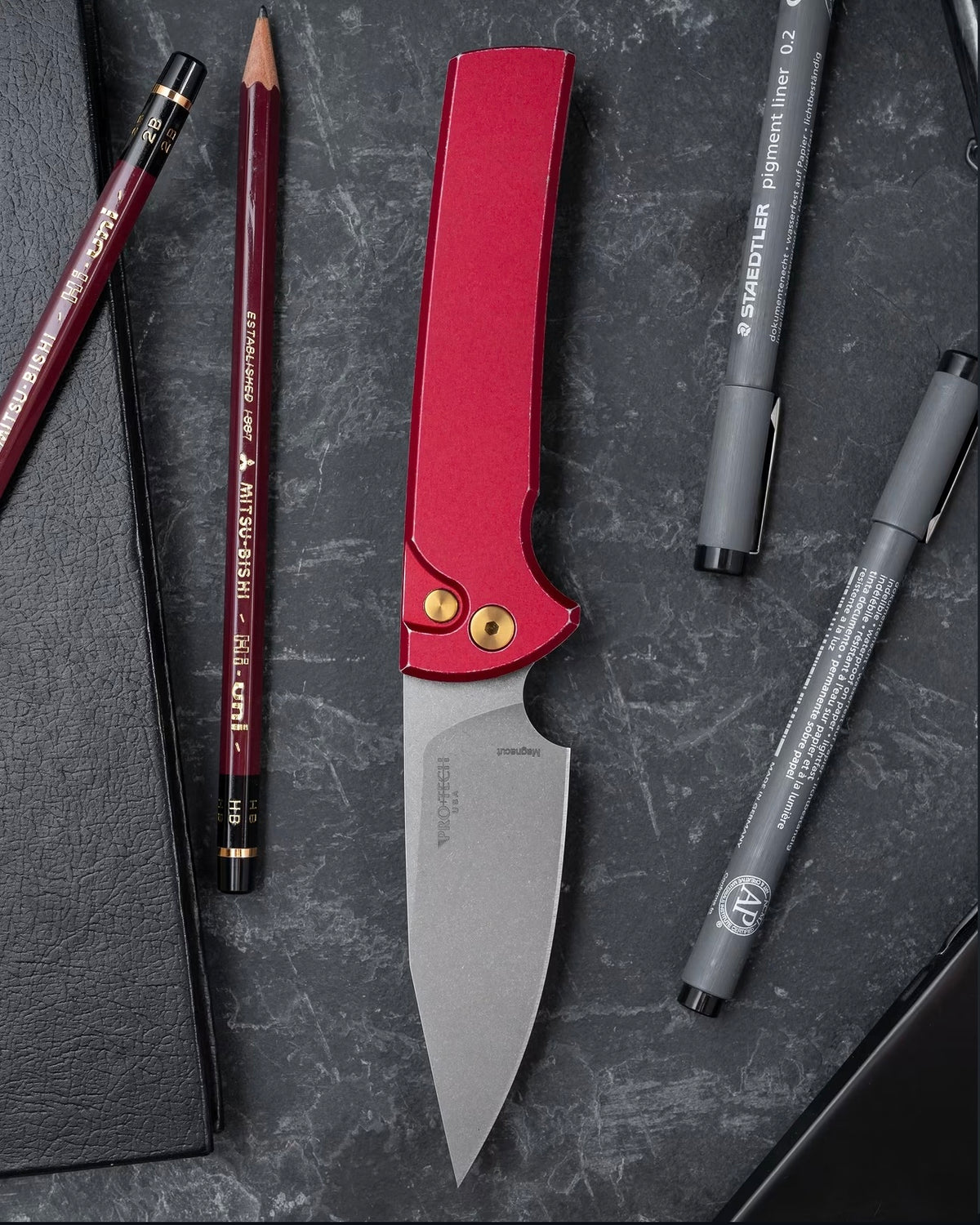 Pro-Tech Chaves Scapegoat Full Sized Red Aluminum Automatic Knife CCKS Fall 2026 (4" Stonewash)
