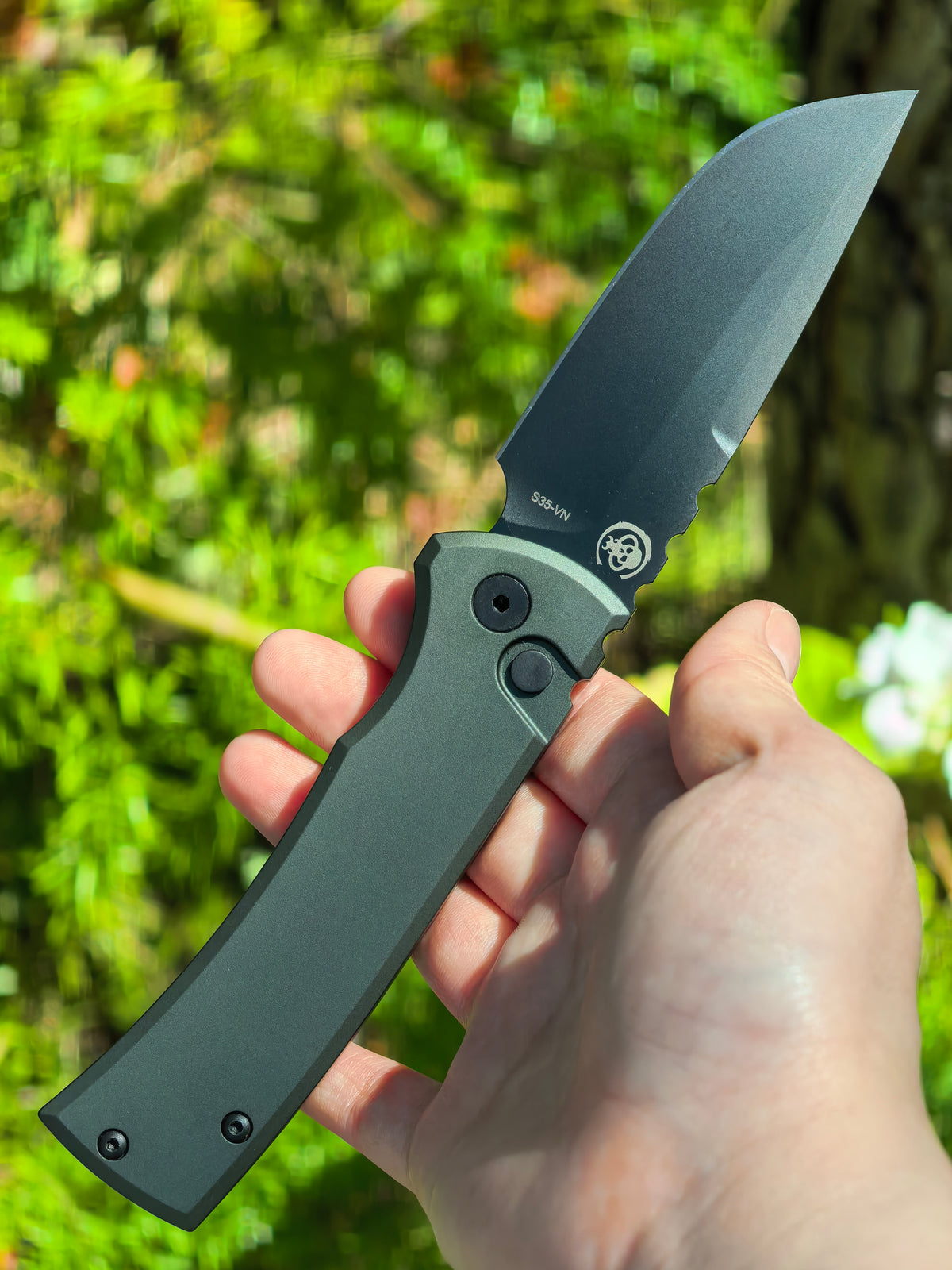 Pro-tech Chaves Redencion OD Green Automatic Knife Blade Show Texas 2026 (3.38" DLC Black)