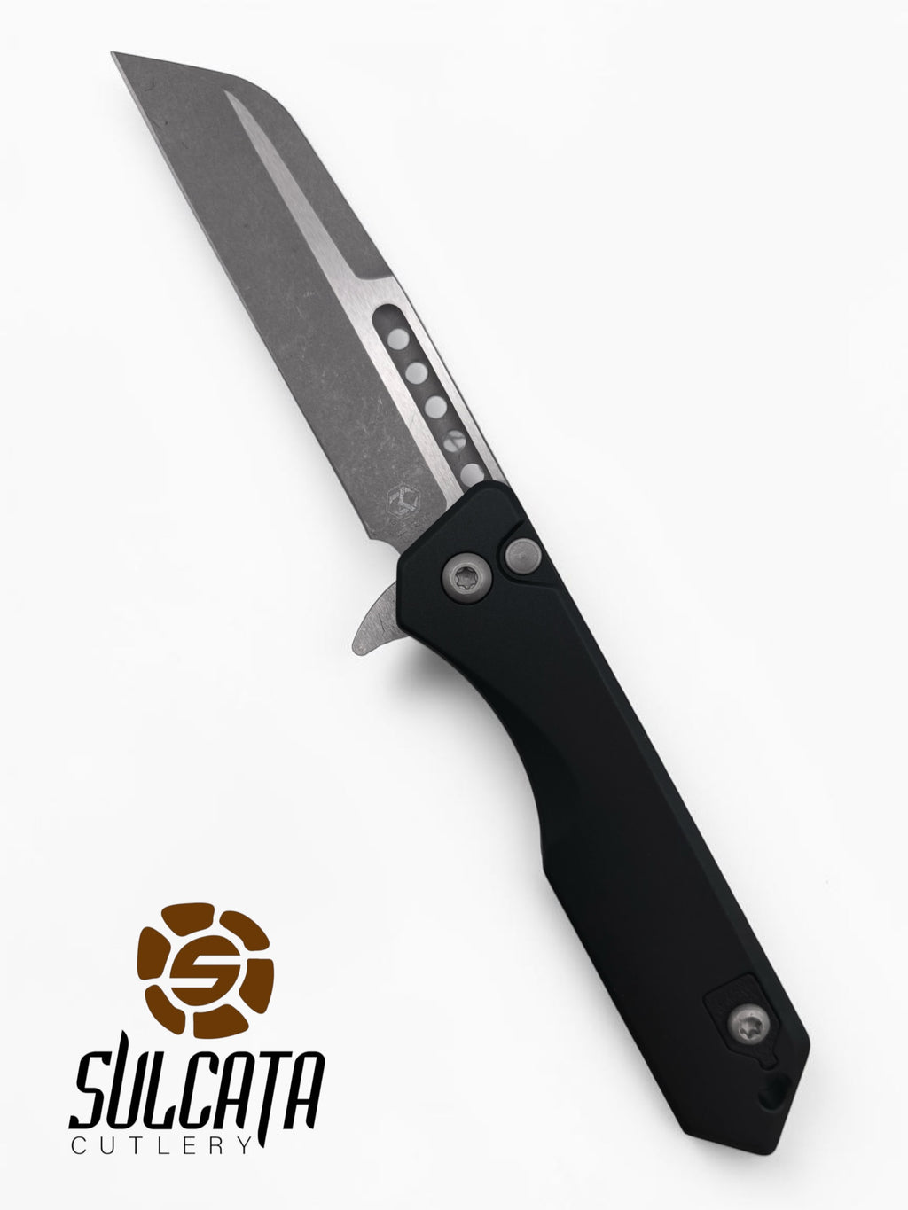 Heretic Knives Jinn Black Aluminum Manual Flipper (3" Battleworn SW)