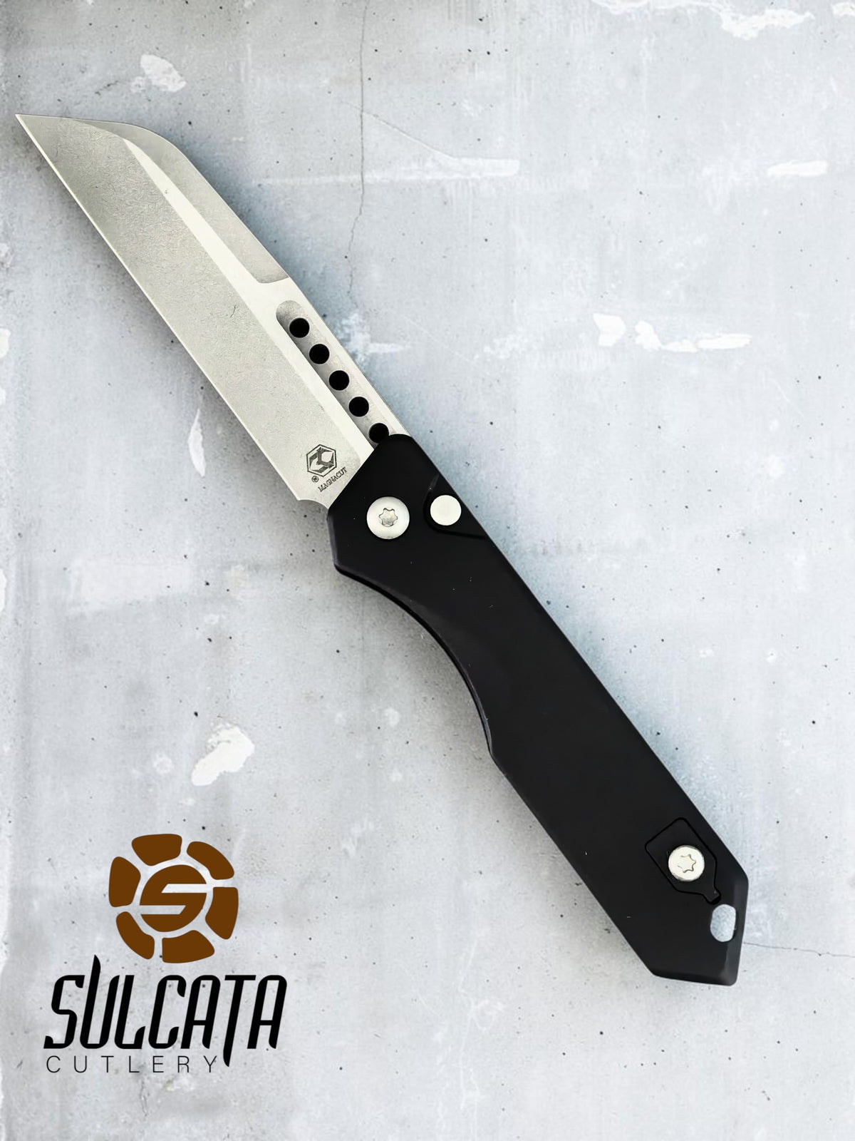 Heretic Knives Jinn Black Al Automatic knife (3" Stonewash)
