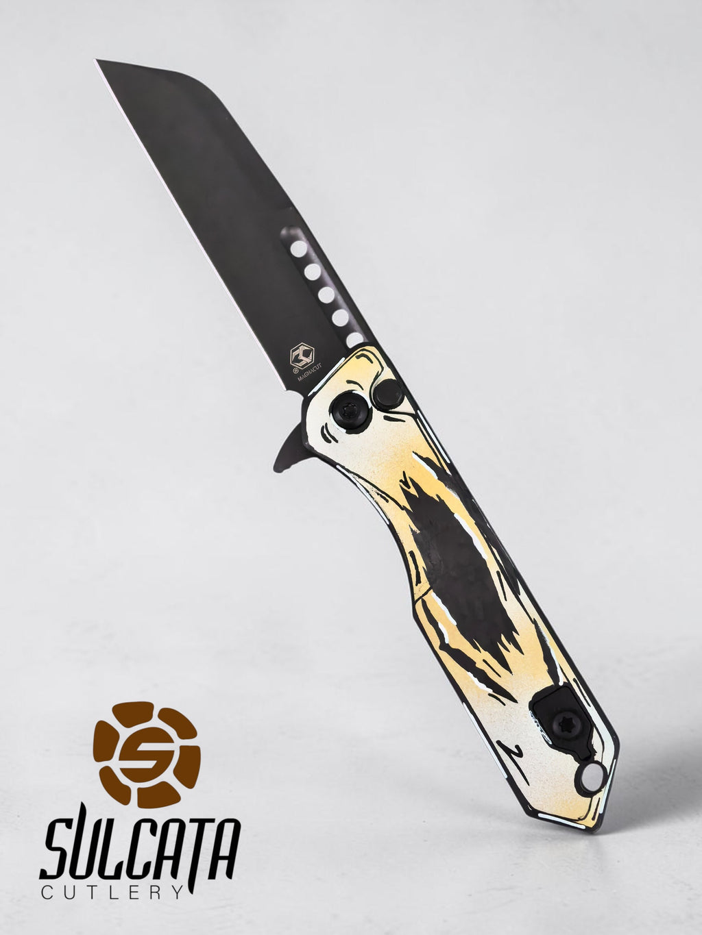 Heretic Knives Jinn Gold and Silver Carbon Fiber Manual Flipper Blade Show Atlanta 2026 (3" DLC Black)