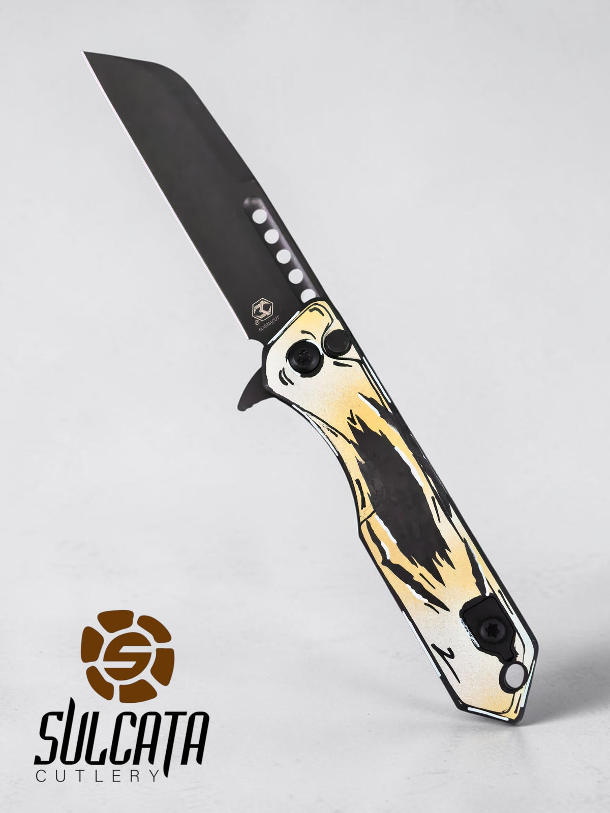 Heretic Knives Jinn Gold and Silver Carbon Fiber Manual Flipper Blade Show Atlanta 2026 (3" DLC Black)