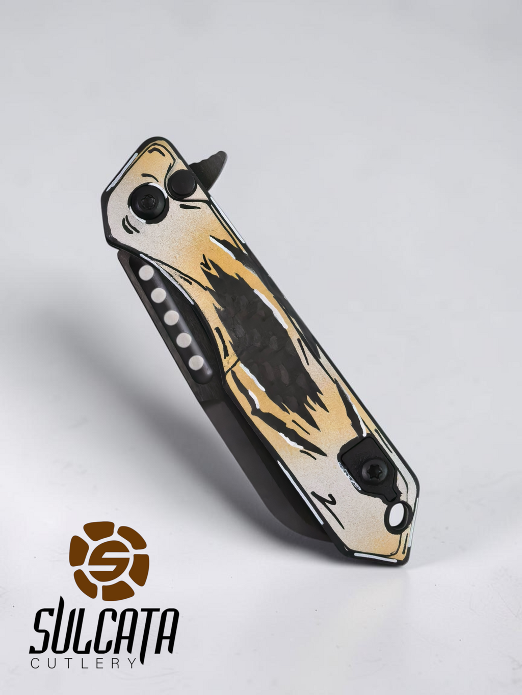 Heretic Knives Jinn Gold and Silver Carbon Fiber Manual Flipper Blade Show Atlanta 2026 (3" DLC Black)