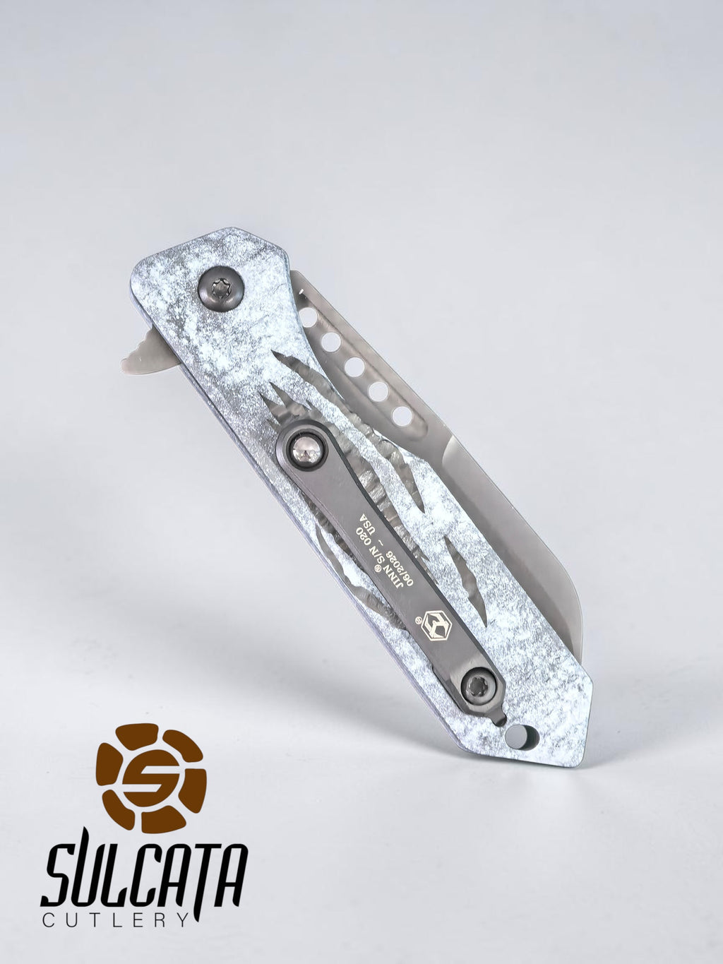 Heretic Knives Jinn Marble Cel Shade Glow Carbon Fiber Manual Blade Show Atlanta 2026 (3"DLC Black)