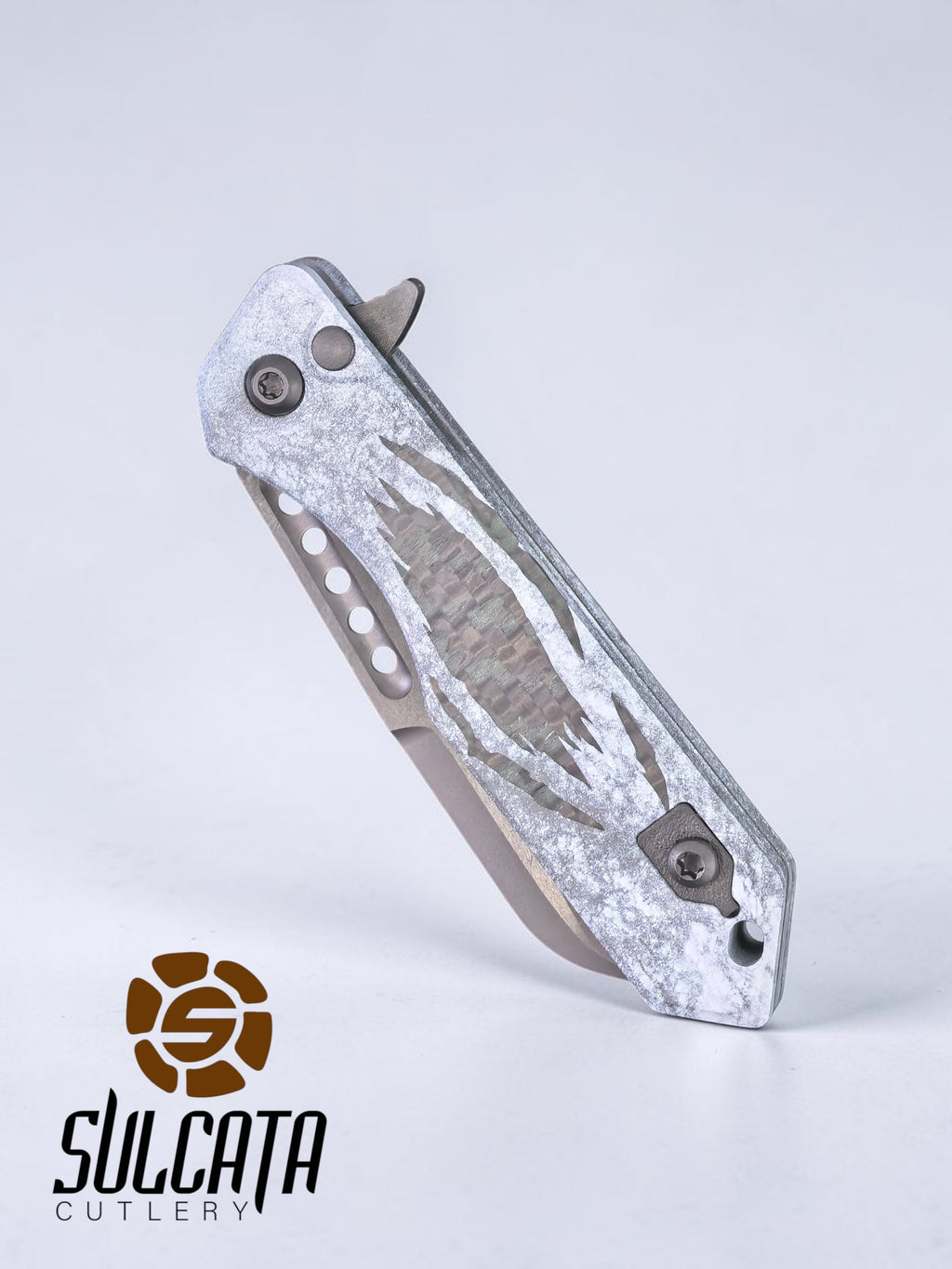 Heretic Knives Jinn Marble Cel Shade Glow Carbon Fiber Manual Blade Show Atlanta 2026 (3"DLC Black)