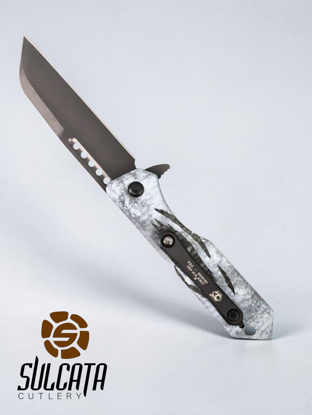Heretic Knives Jinn Marble Cel Shade Glow Carbon Fiber Manual Blade Show Atlanta 2026 (3"DLC Black)