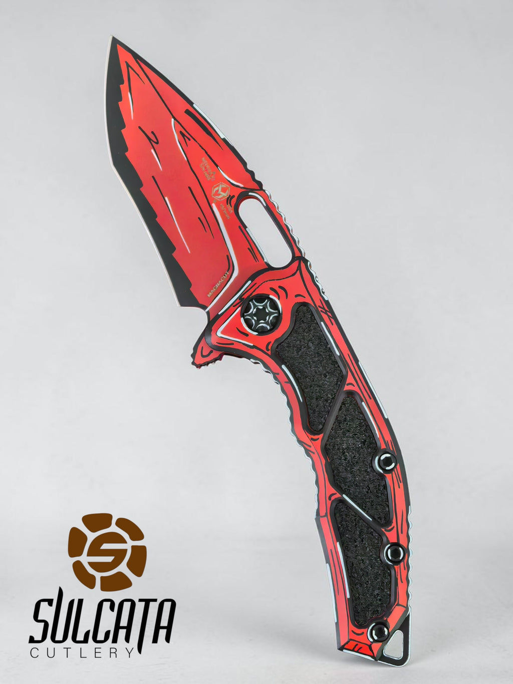 Heretic Knives Medusa Red Cel Shade Manual Flipper (3")