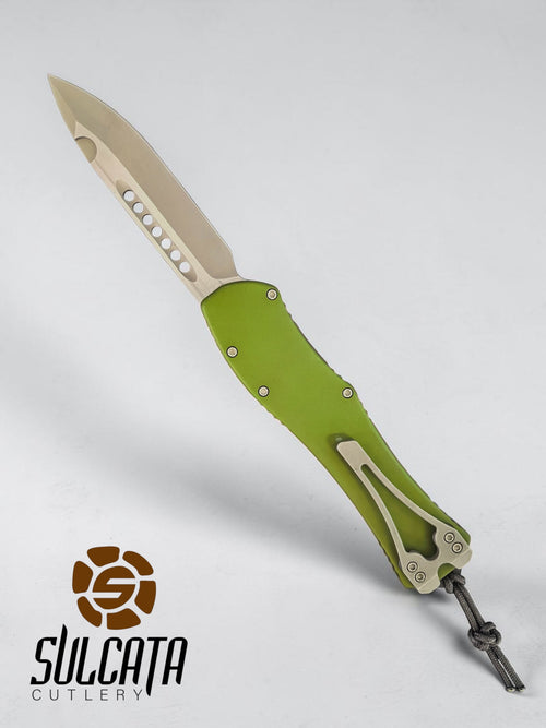 Heretic Knives Hydra V4 OD Green Single Action OTF (3.6" Battleworn Stonewash)