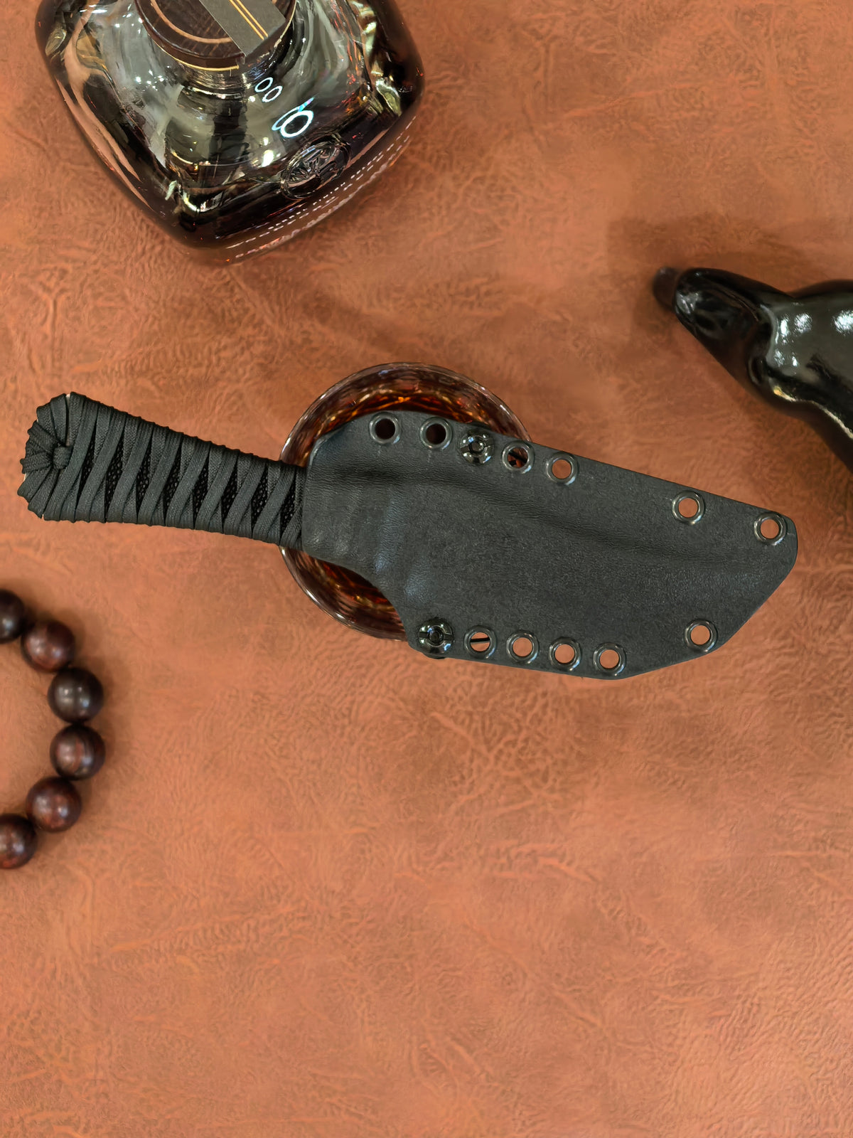 Auxiliary Manufacturing Pocket BowieXL Black Stingray Fixed Blade Blade Show West 2026 (4" Black Stonewash)