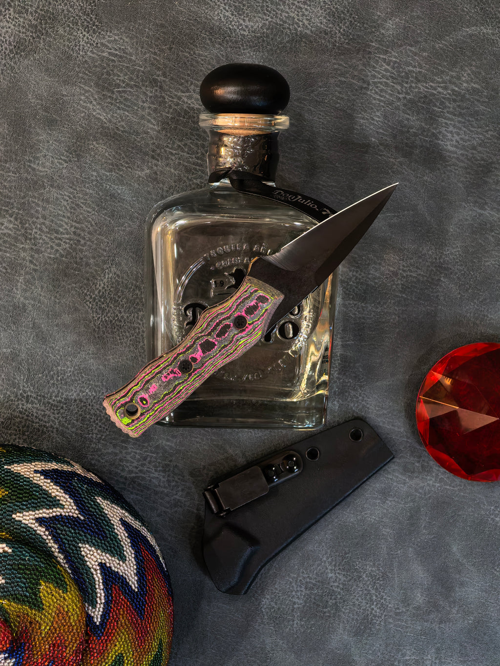 Auxiliary MFG Hypercut MFG Collab Sgian Dubh "Watermelon" Carbonfiber Fixed Blade Knife Blade Show West 2026 Exclusive (3.25" DLC Black)