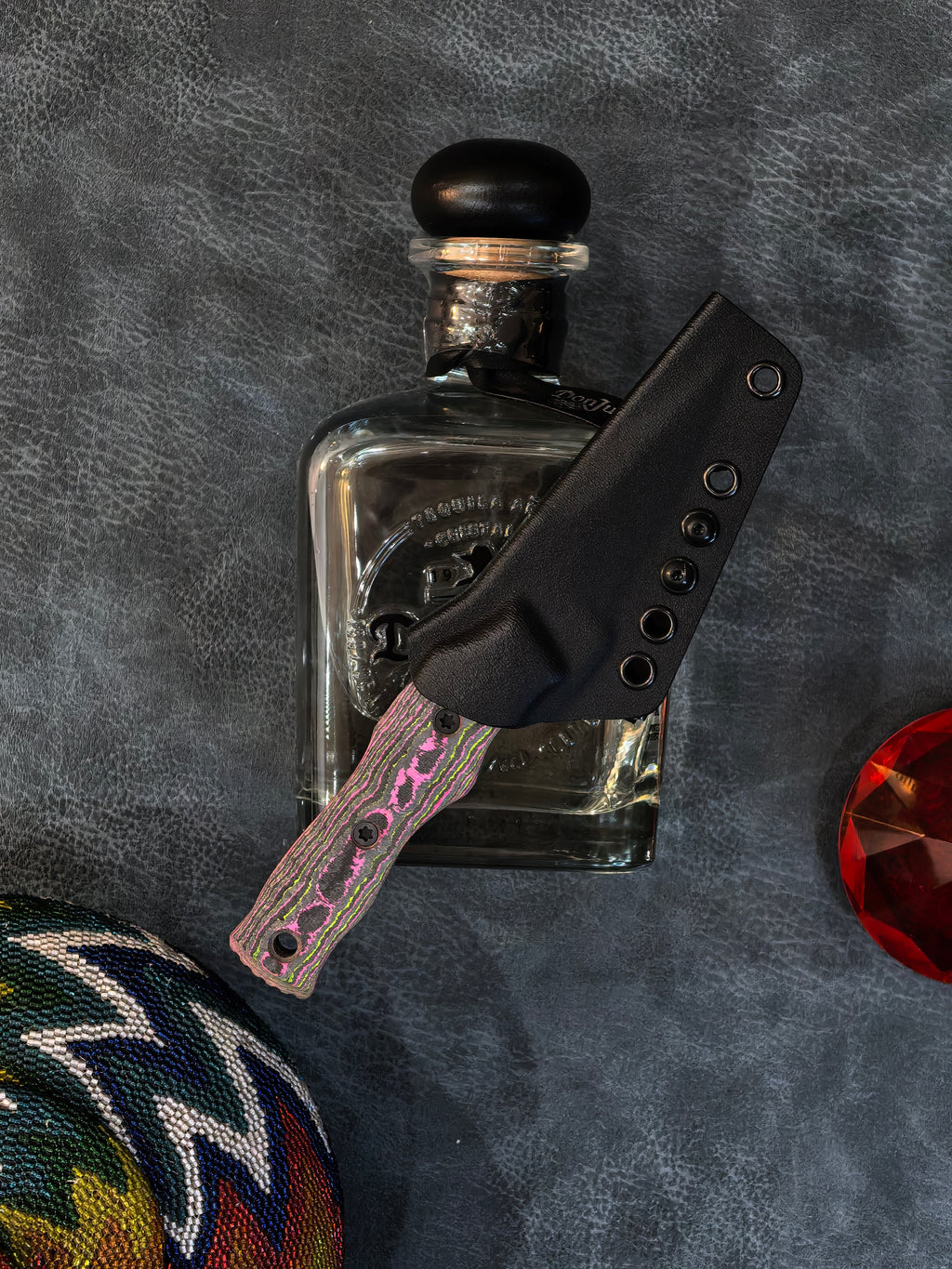 Auxiliary MFG Hypercut MFG Collab Sgian Dubh "Watermelon" Carbonfiber Fixed Blade Knife Blade Show West 2026 Exclusive (3.25" DLC Black)