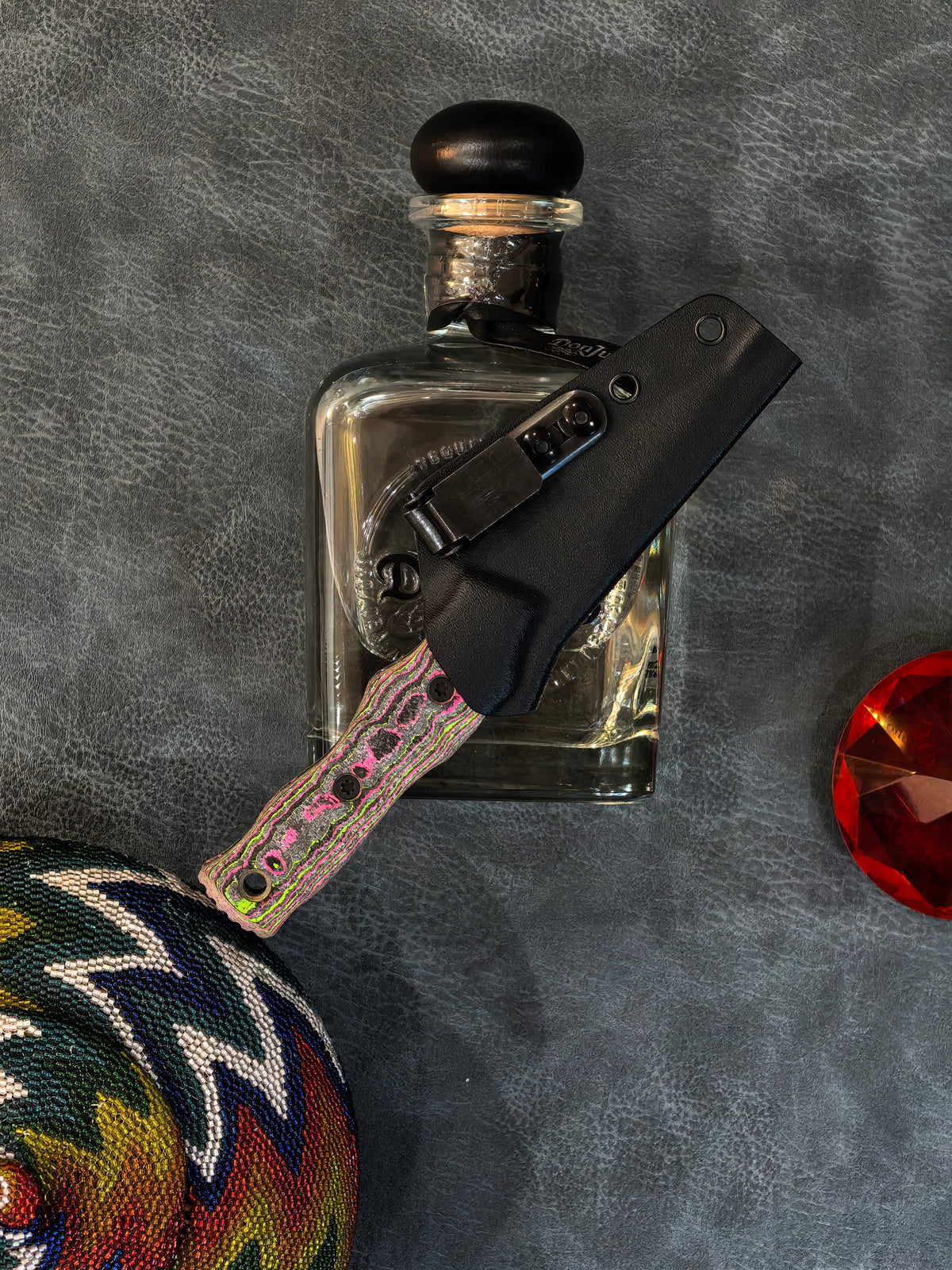 Auxiliary MFG Hypercut MFG Collab Sgian Dubh "Watermelon" Carbonfiber Fixed Blade Knife Blade Show West 2026 Exclusive (3.25" DLC Black)