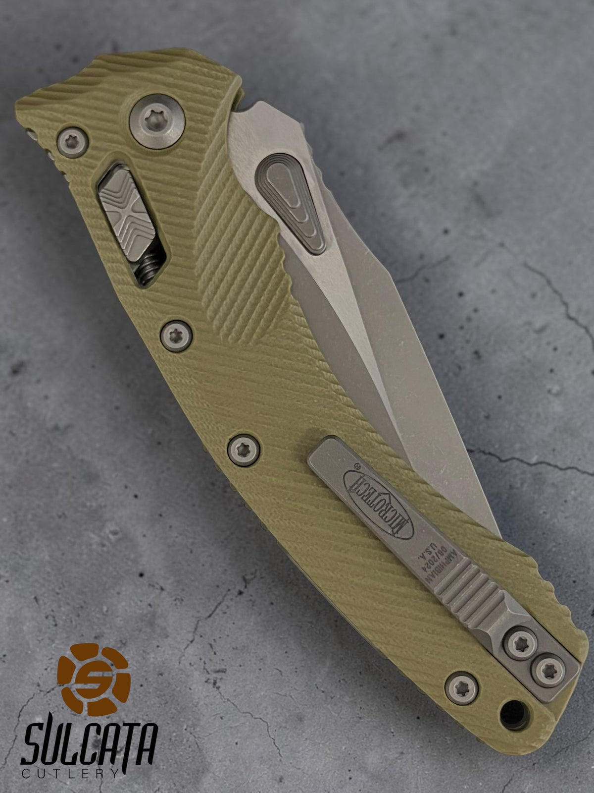 Microtech Amphibian RAM-LOK S/E OD Green Partial Serrations Manual Folder (3.9" Apocalyptic)