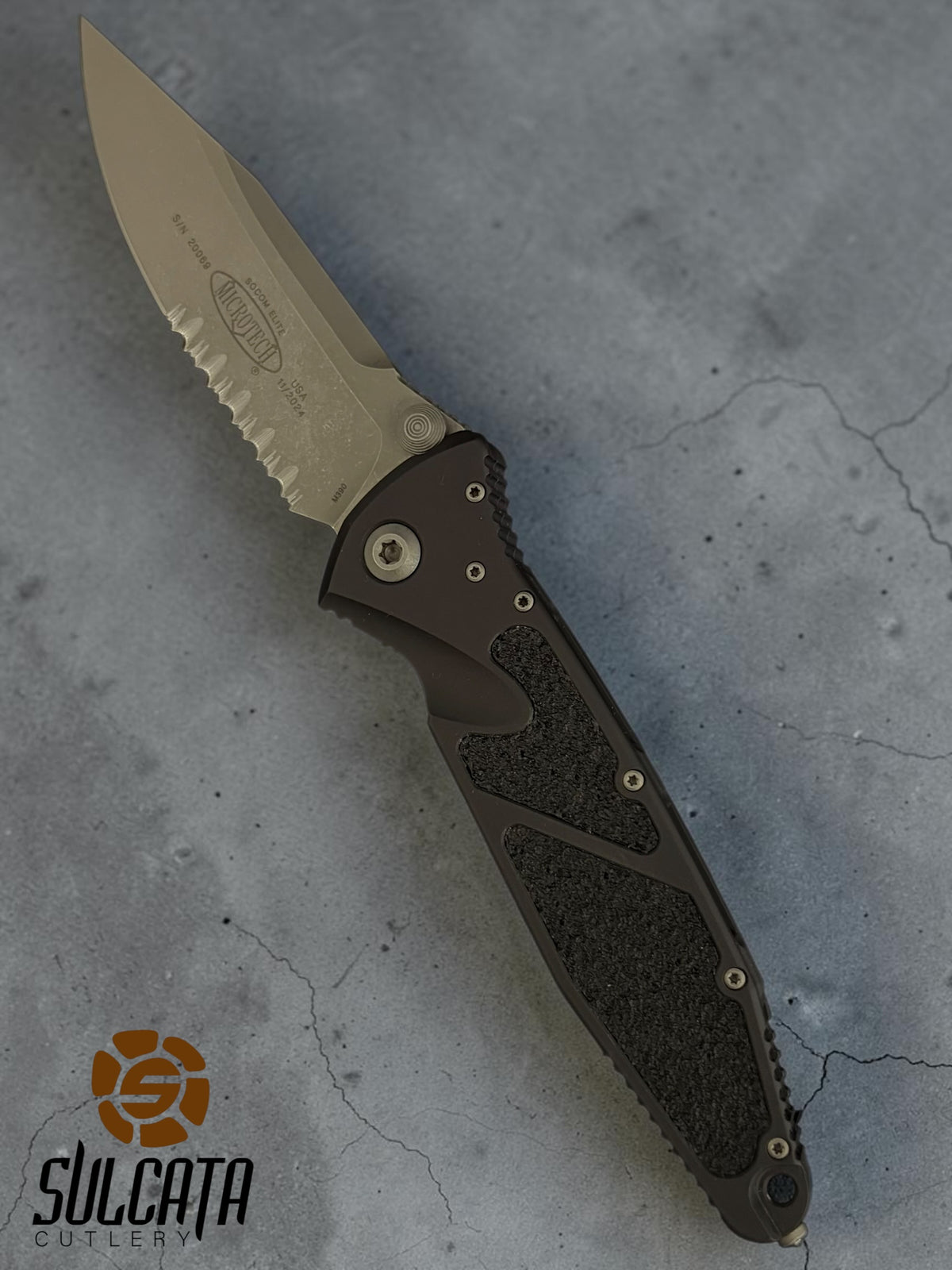Microtech Socom Elite Manual Knife Black Partial Serration (4" Apocalyptic)