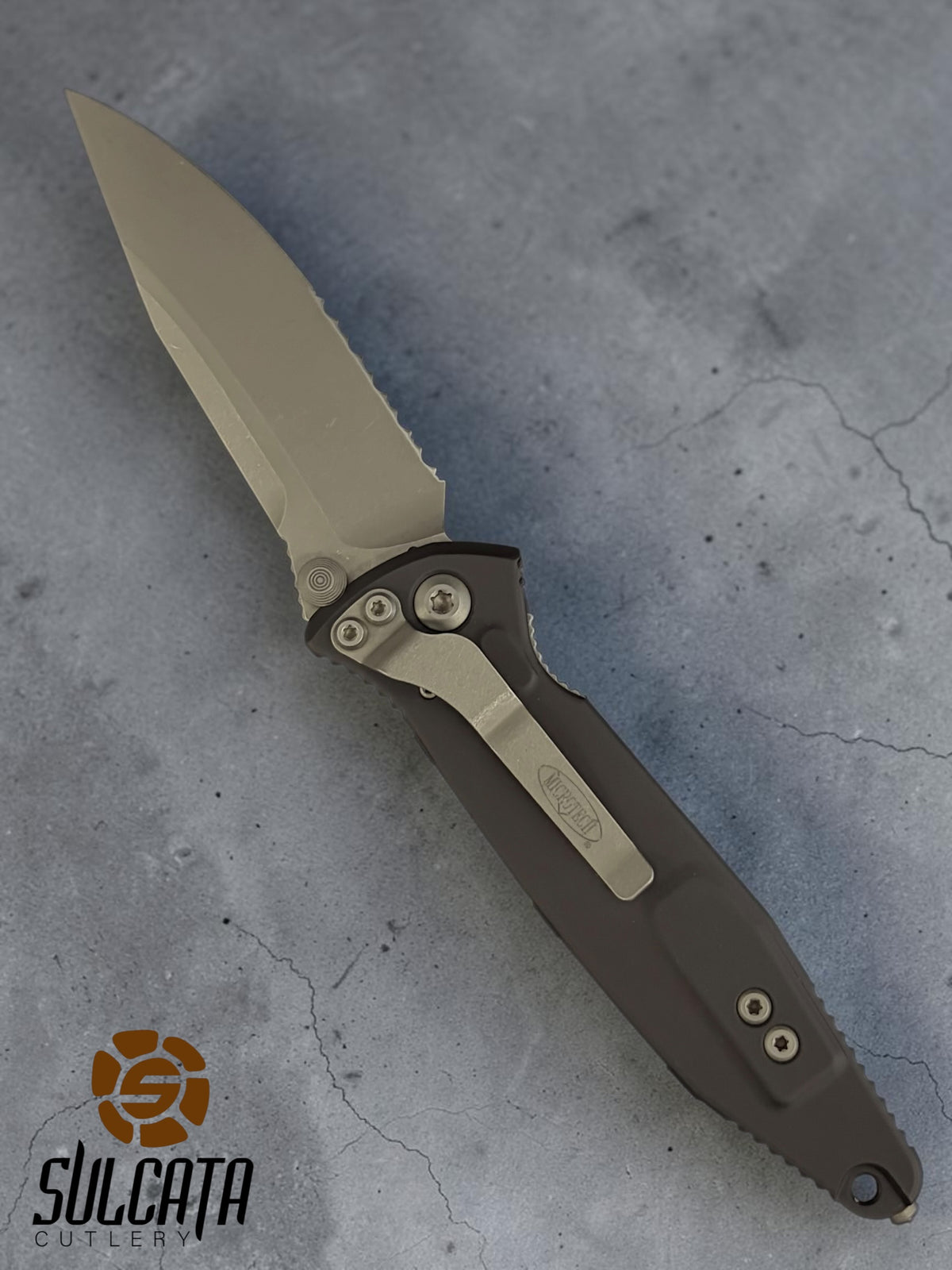 Microtech Socom Elite Manual Knife Black Partial Serration (4" Apocalyptic)