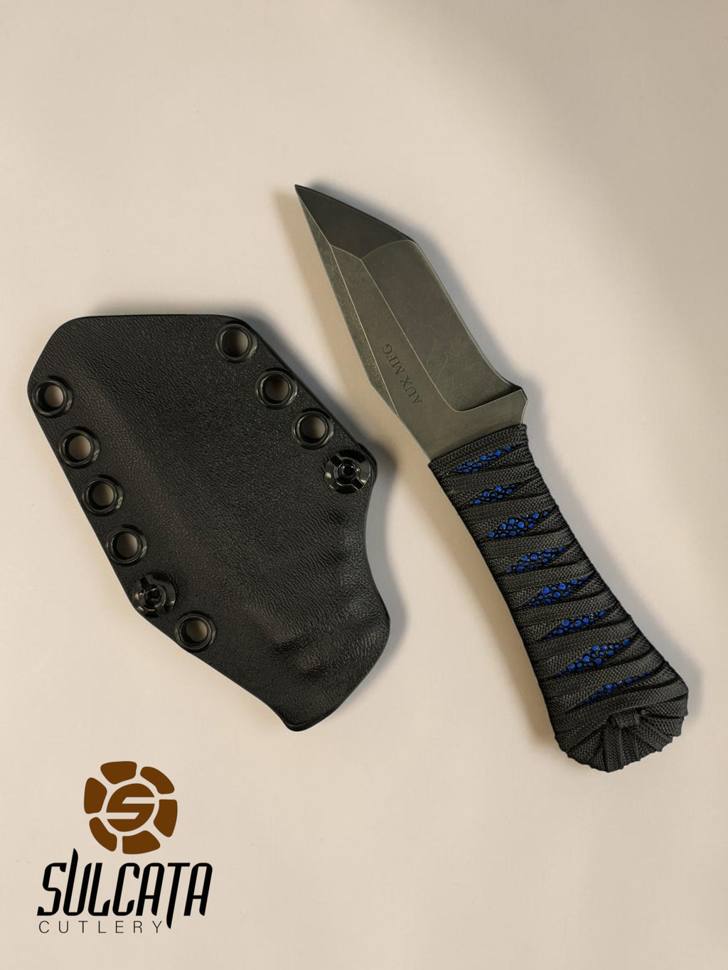 Auxiliary Manufacturing Blue Stingray Tanto Fixed Blade Knife Blade Show Atlanta 2026