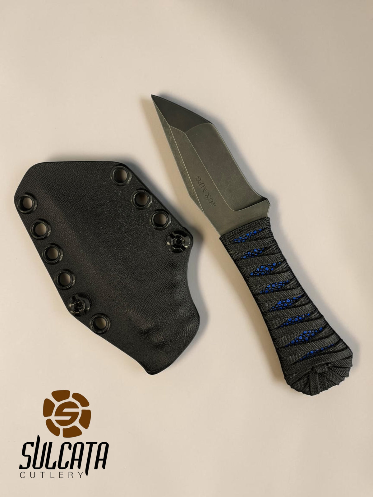 Auxiliary Manufacturing Blue Stingray Tanto Fixed Blade Knife Blade Show Atlanta 2026