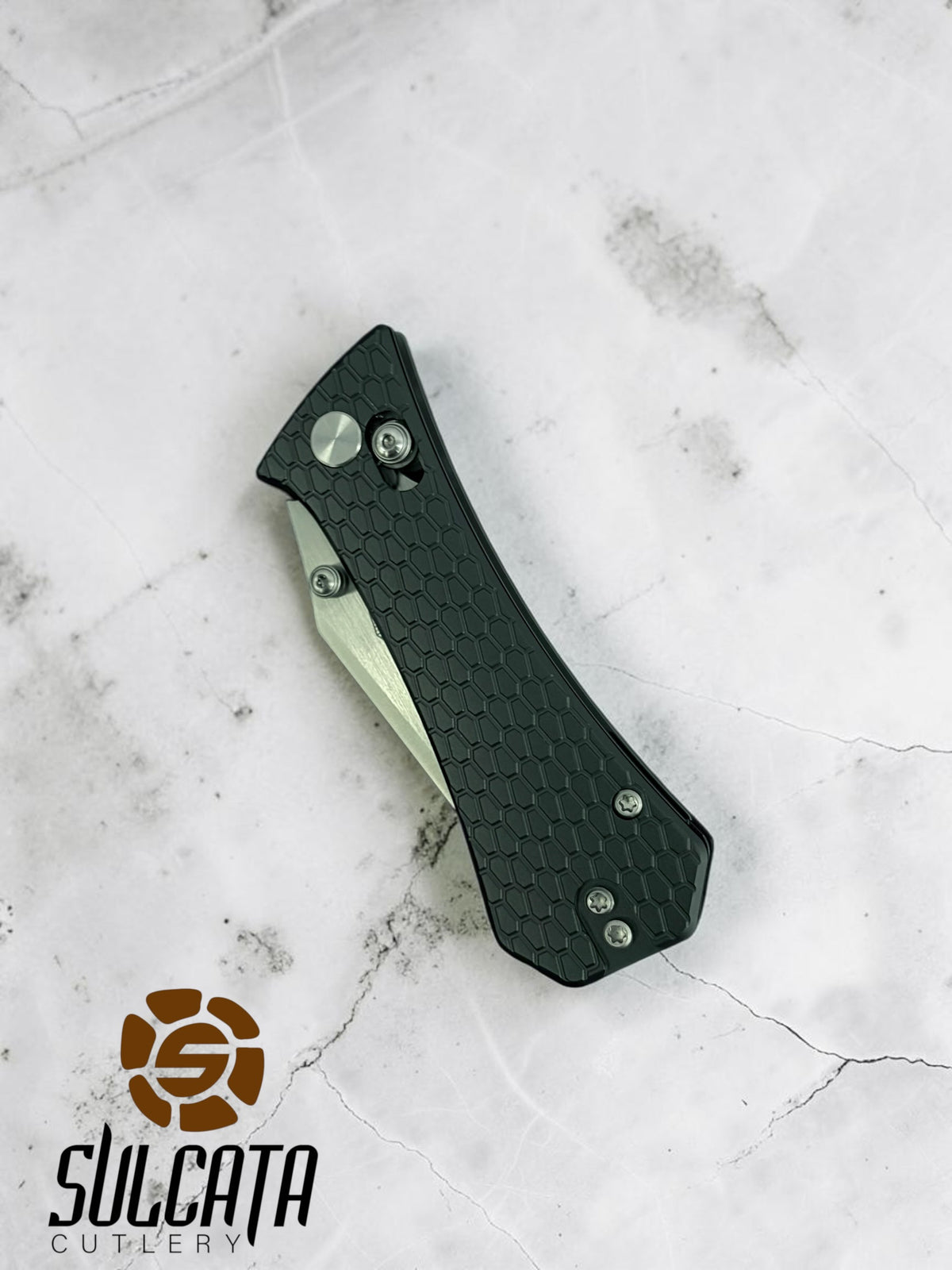 Auxiliary Manufacturing Coffin Tanto Crossbar Grey Aluminum Manual Flipper Knife (2.7" SW)
