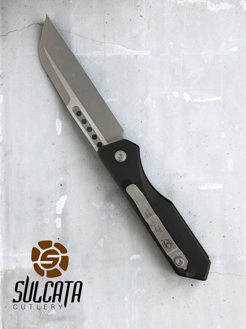 Heretic Knives Jinn Black Al Automatic knife (3" Stonewash)