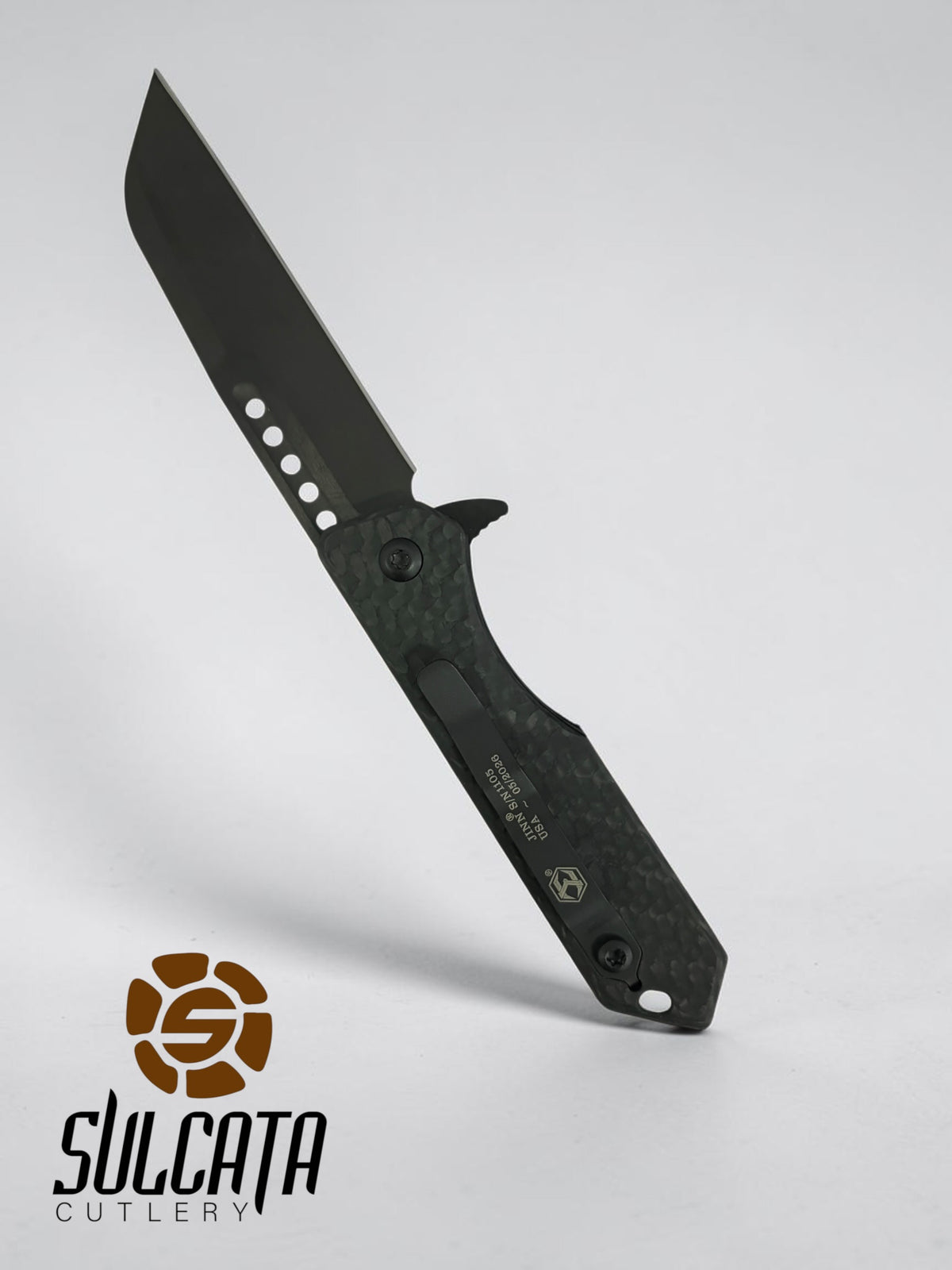 Heretic Knives Jinn Carbon Fiber Manual Flipper Blade Show Atlanta 2026 (3" DLC Black)