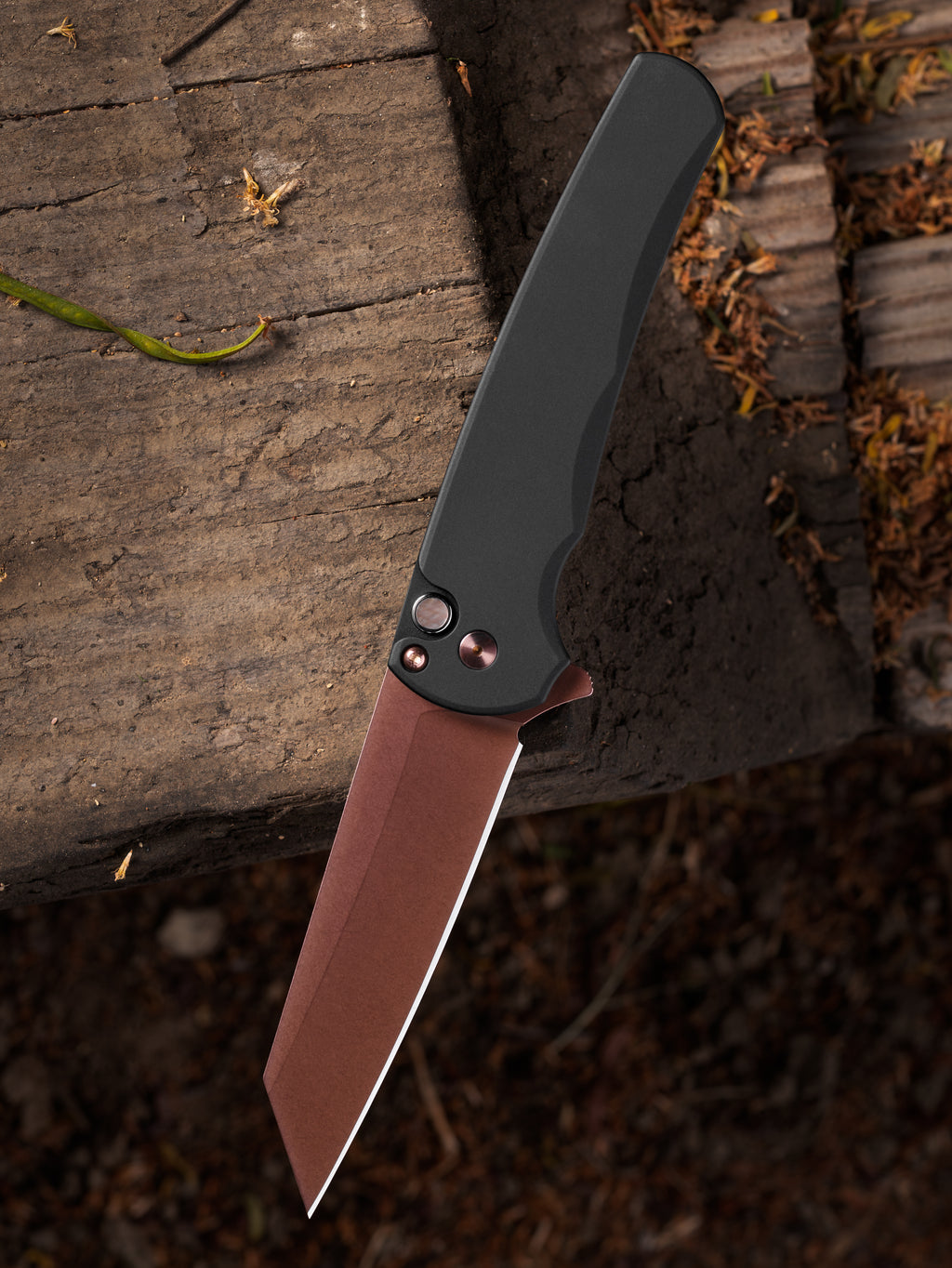 Pro-Tech Malibu Reverse Tanto Manual Flipper Knife Blade Show Atlanta 2026 (3.3" Copper Rose)